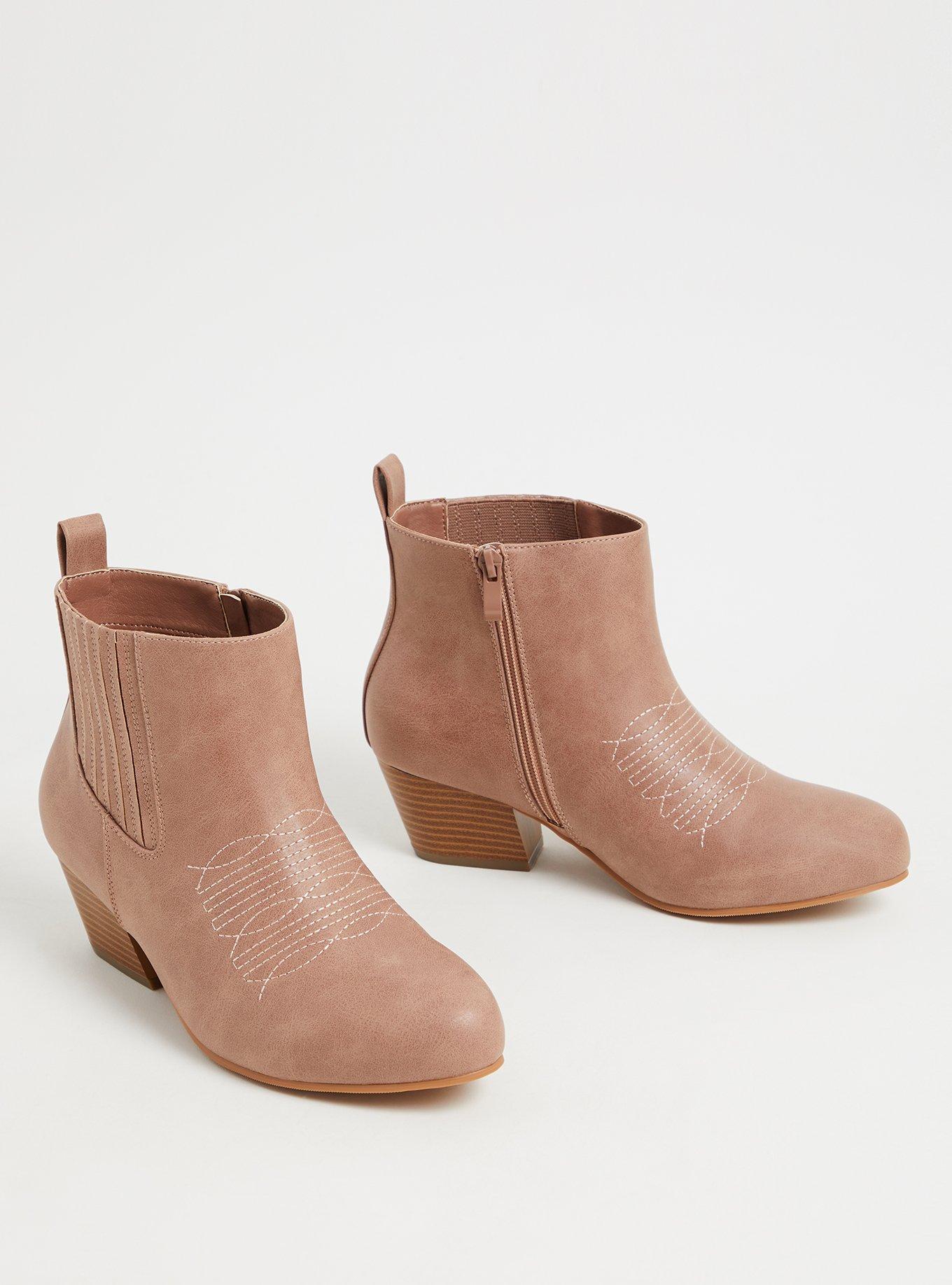 Blush Pink Faux Leather Cowboy Bootie (WW), BLUSH, alternate