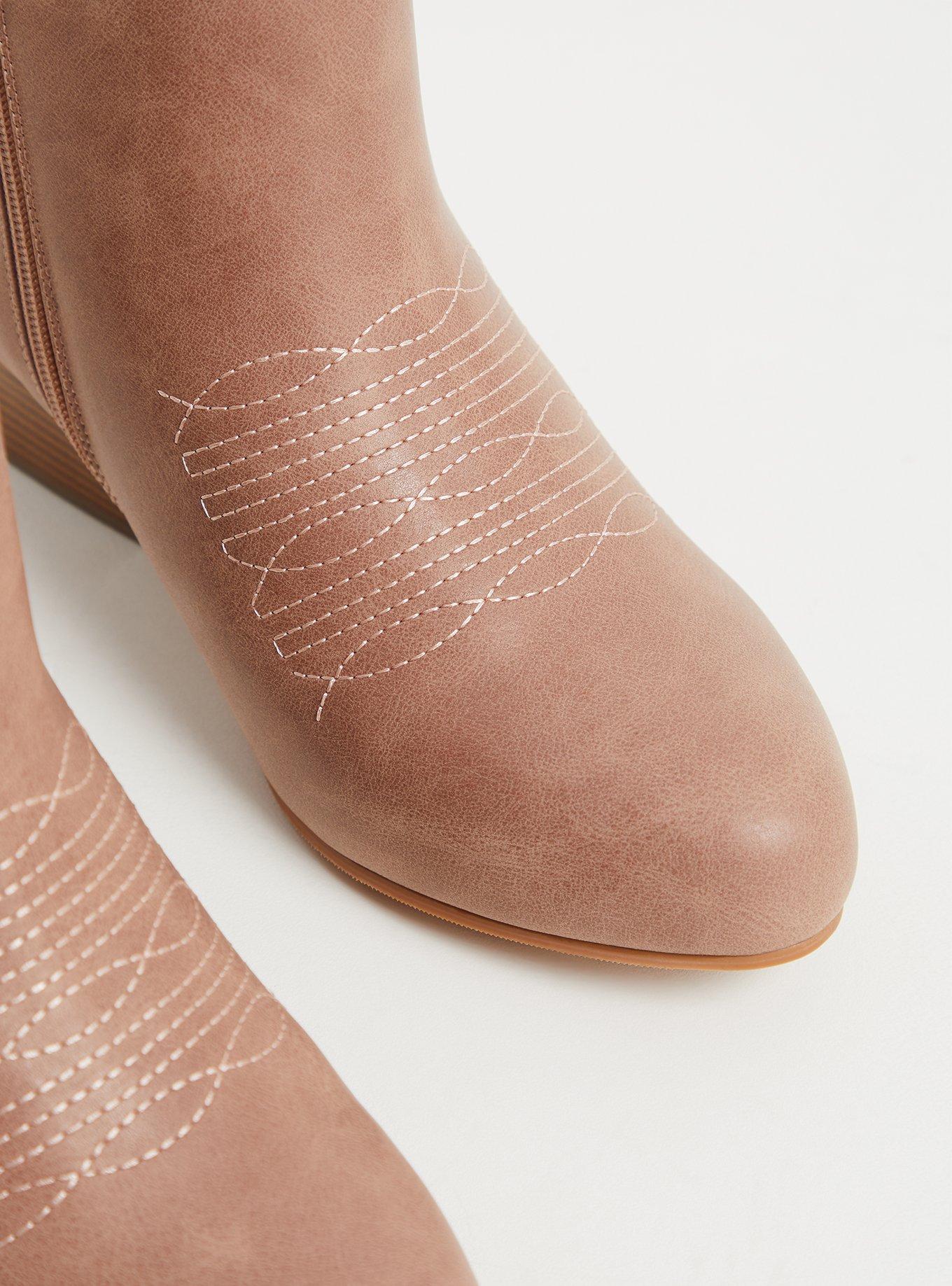 Blush Pink Faux Leather Cowboy Bootie (WW), BLUSH, alternate