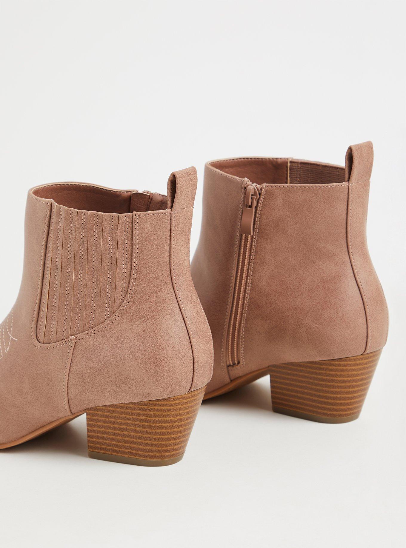 Blush Pink Faux Leather Cowboy Bootie (WW), BLUSH, alternate