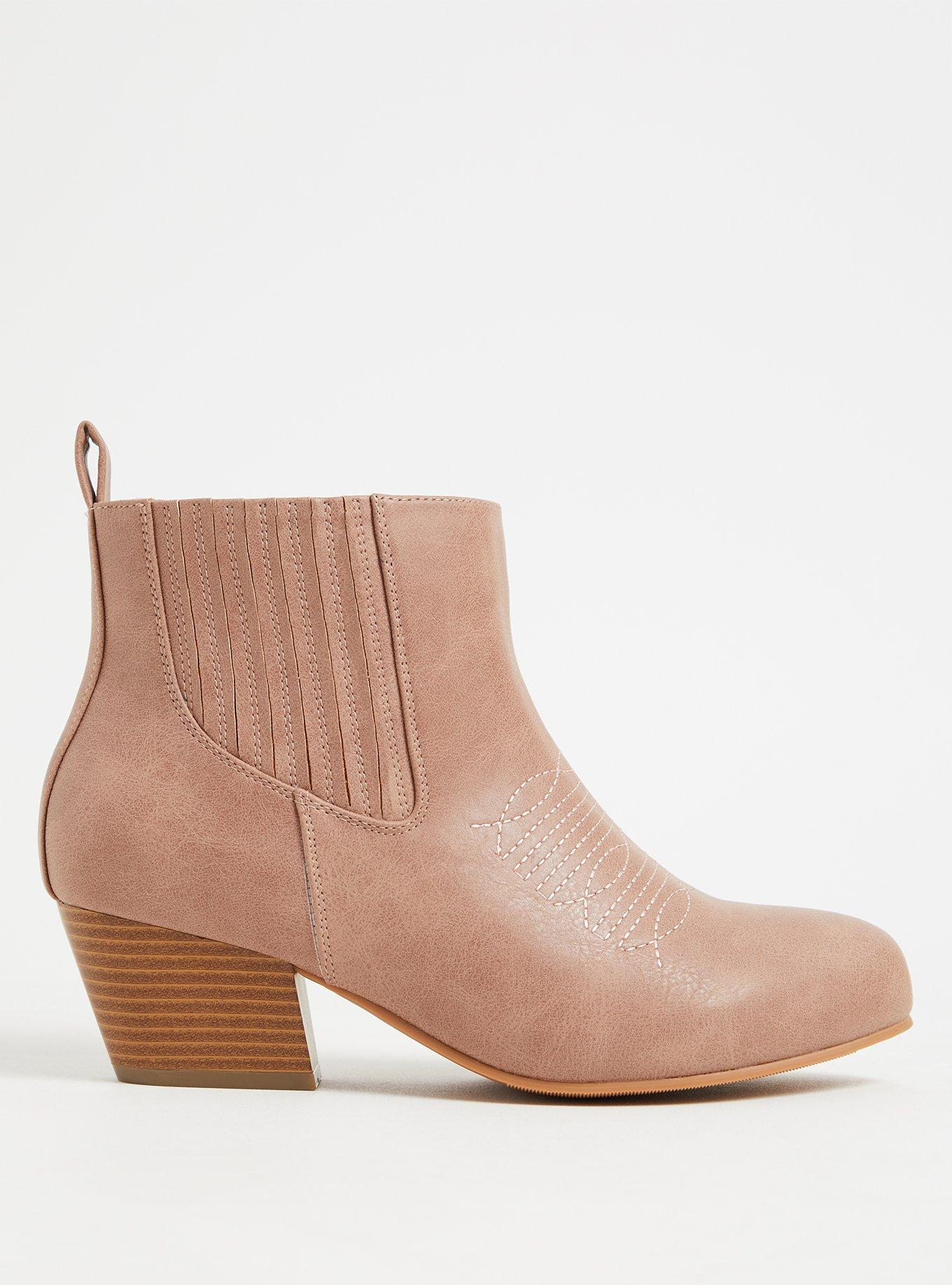 Blush Pink Faux Leather Cowboy Bootie (WW), BLUSH, hi-res
