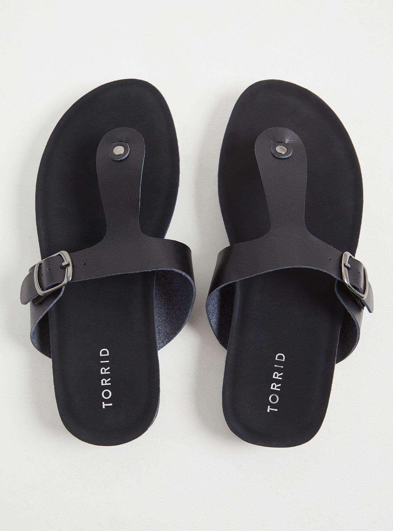 Plus Size Espadrille Footbed T-Strap Sandal (WW), BLACK, alternate