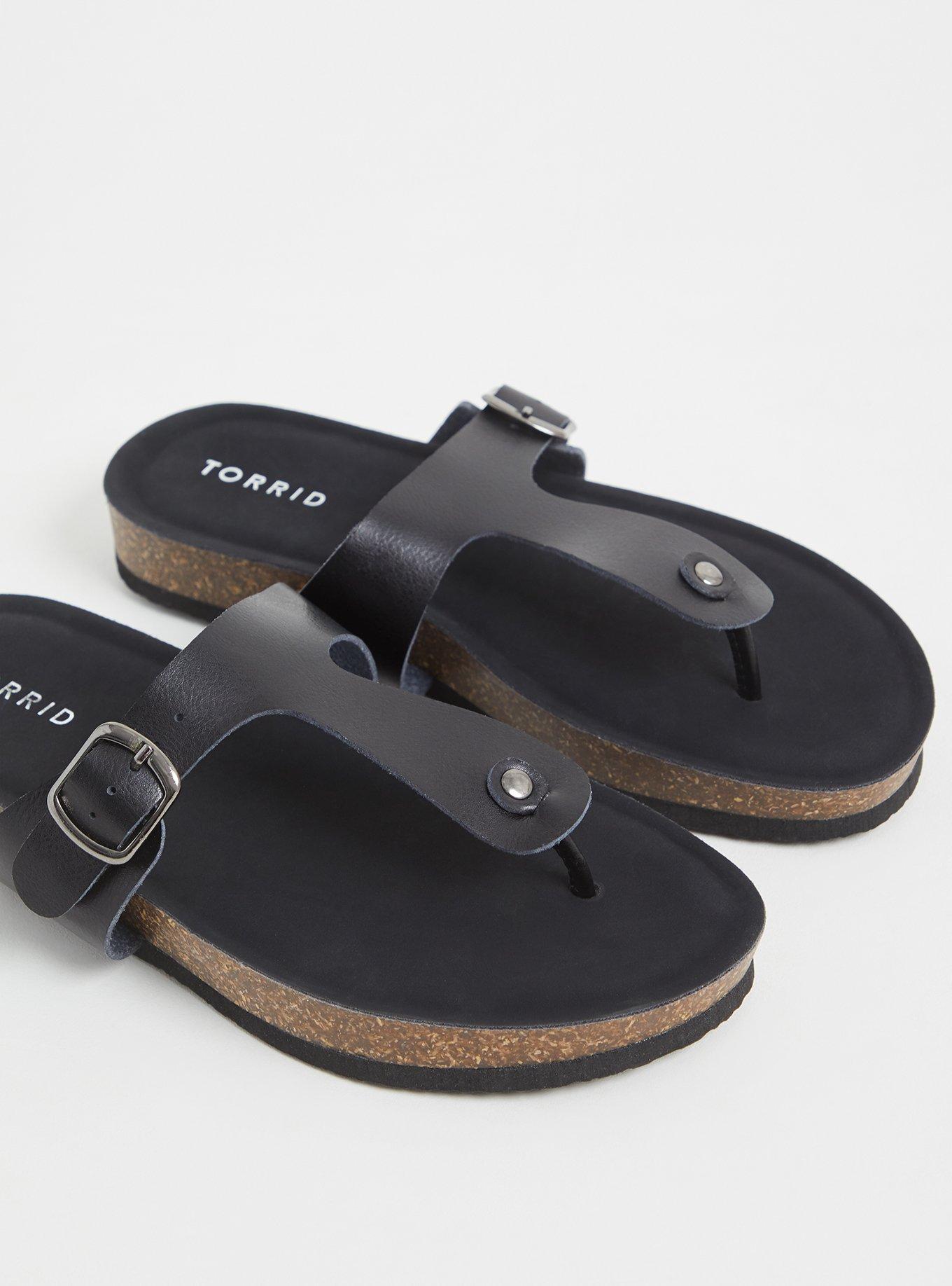 Plus Size Espadrille Footbed T-Strap Sandal (WW), BLACK, alternate