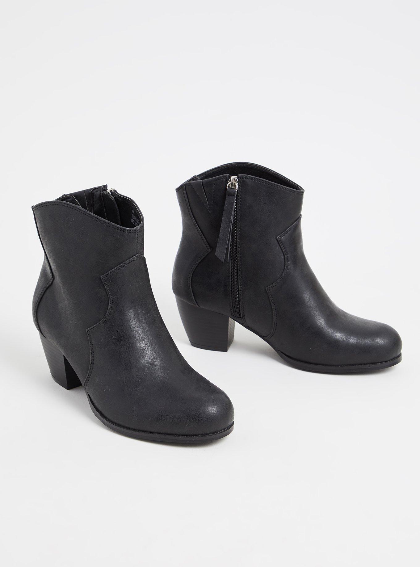 Faux Suede Western Bootie (WW), BLACK, alternate