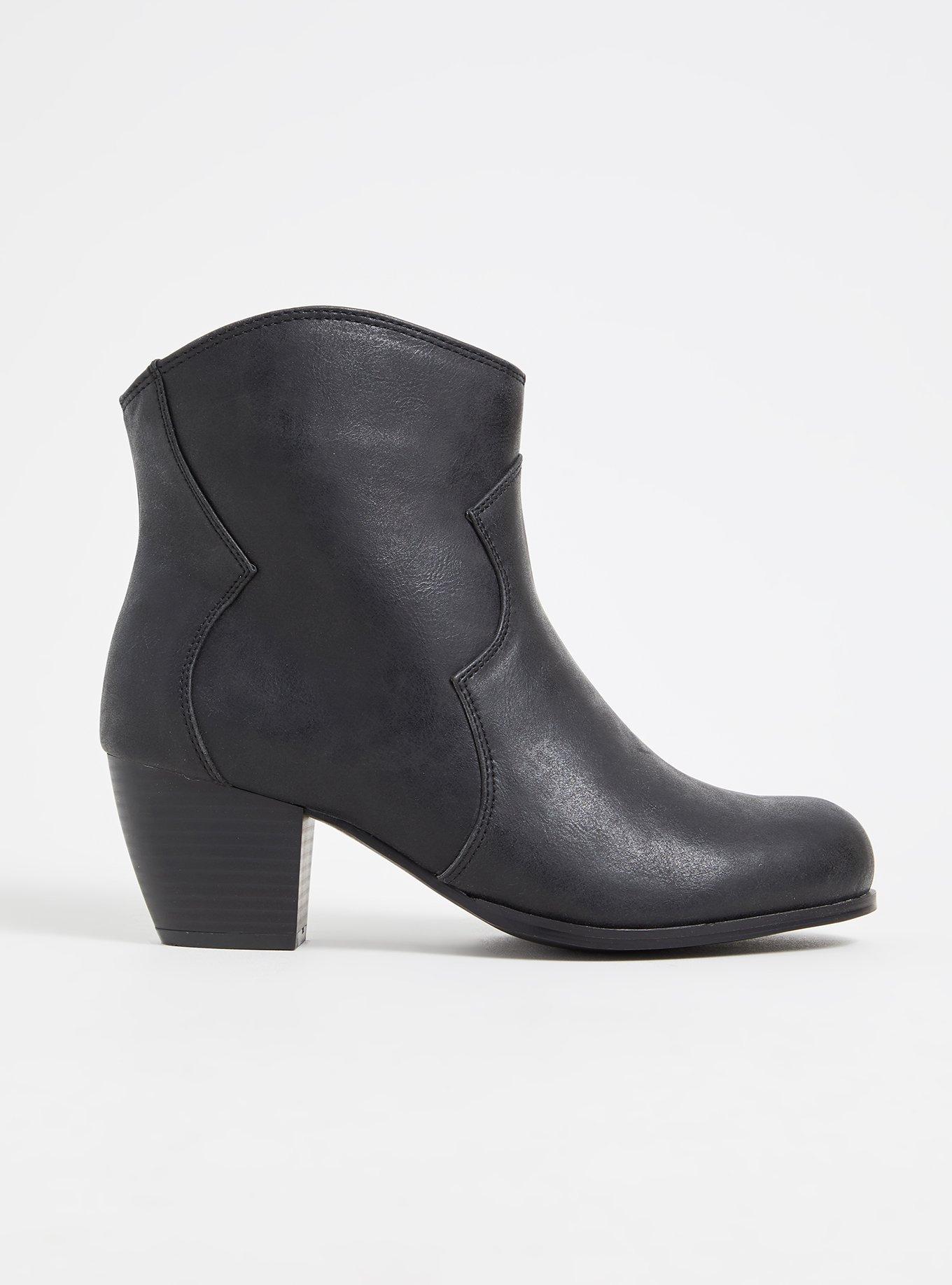 Faux Suede Western Bootie (WW), BLACK, hi-res