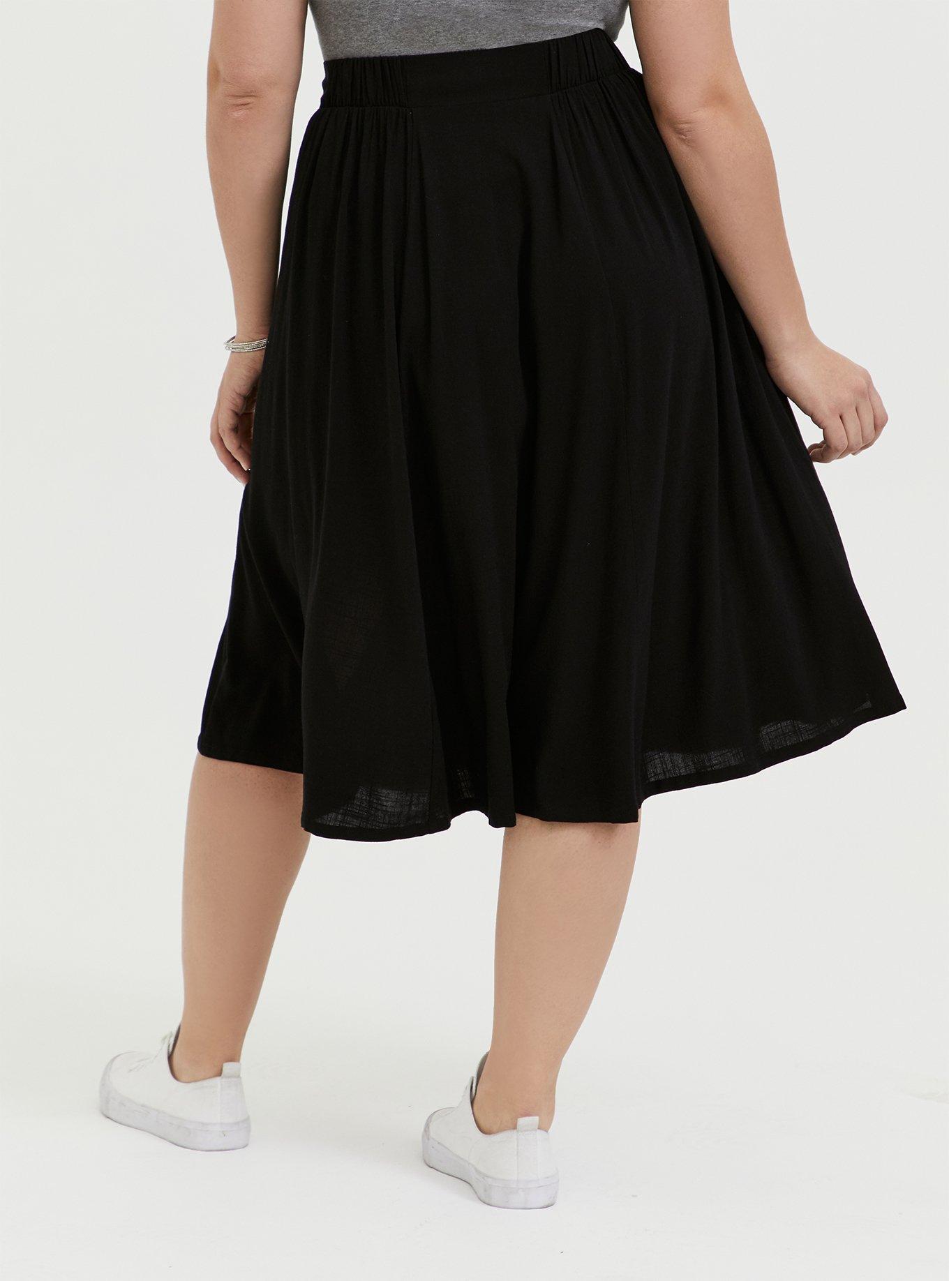 Midi Refined Woven Skirt, DEEP BLACK, alternate