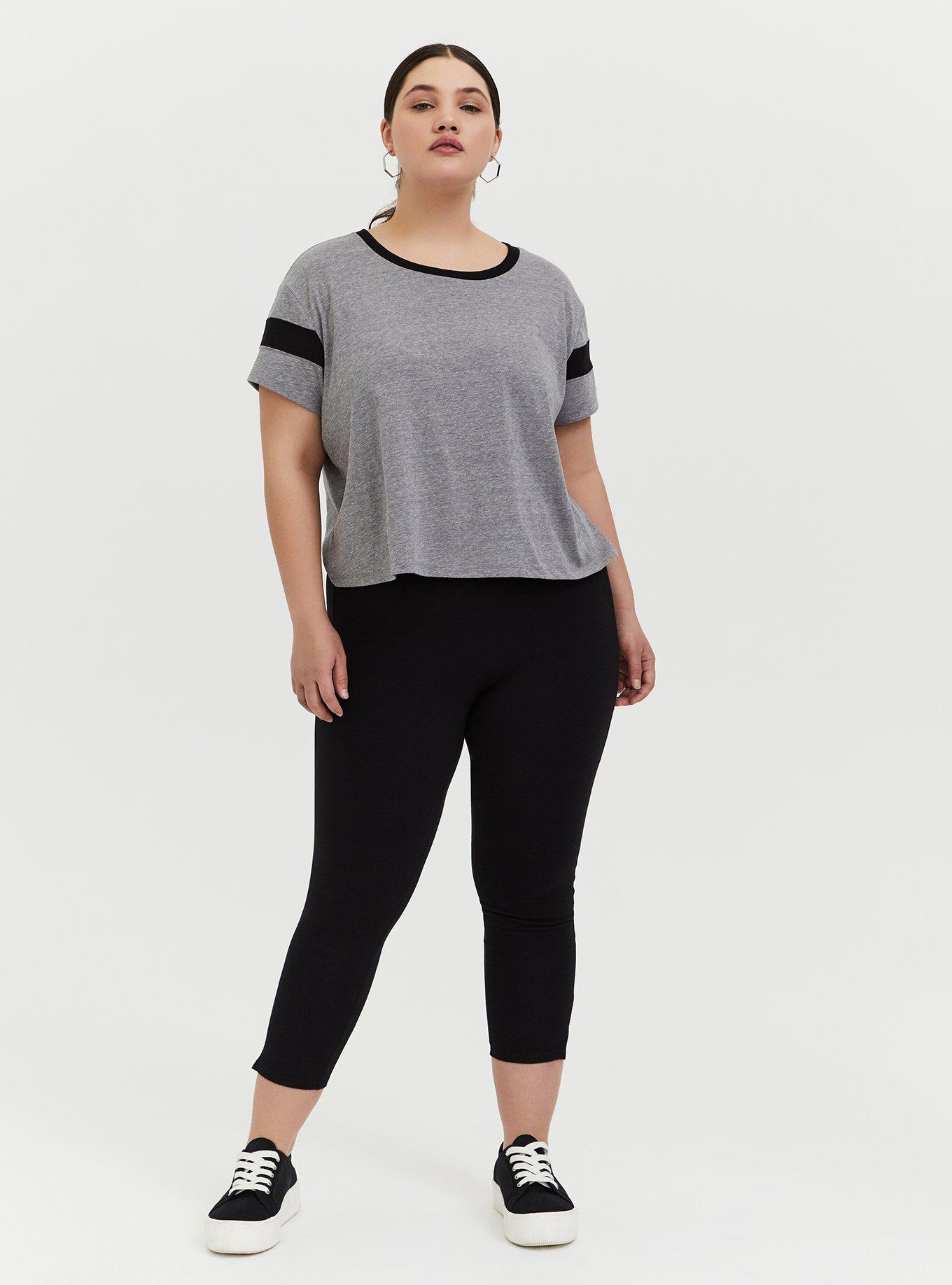 Crop Relaxed Fit Ringer Tee - Triblend Jersey Heather Grey, HEATHER GREY, alternate