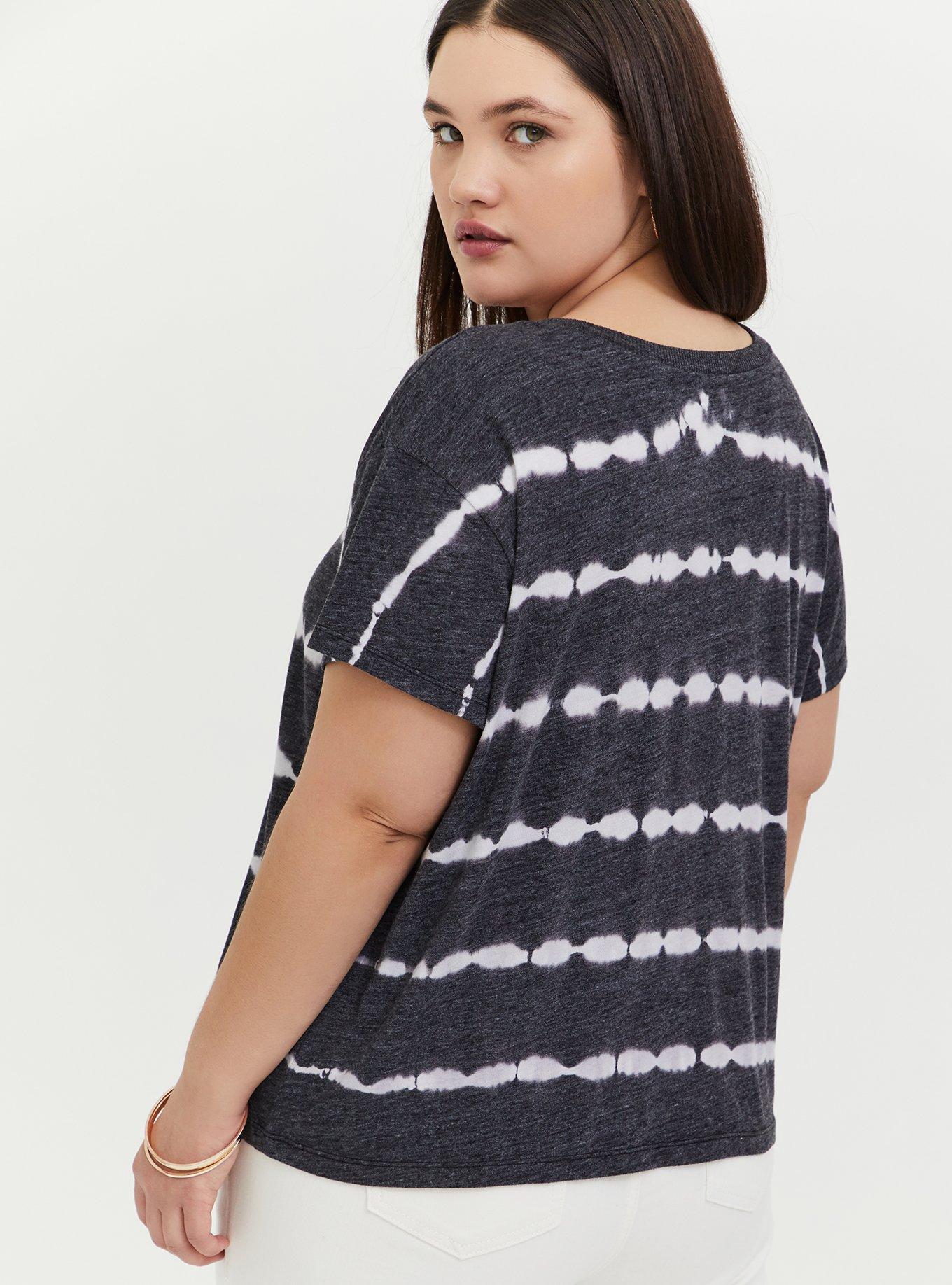 Plus Size Relaxed Fit Triblend Crew Neck Crop Tee, BLACK, alternate