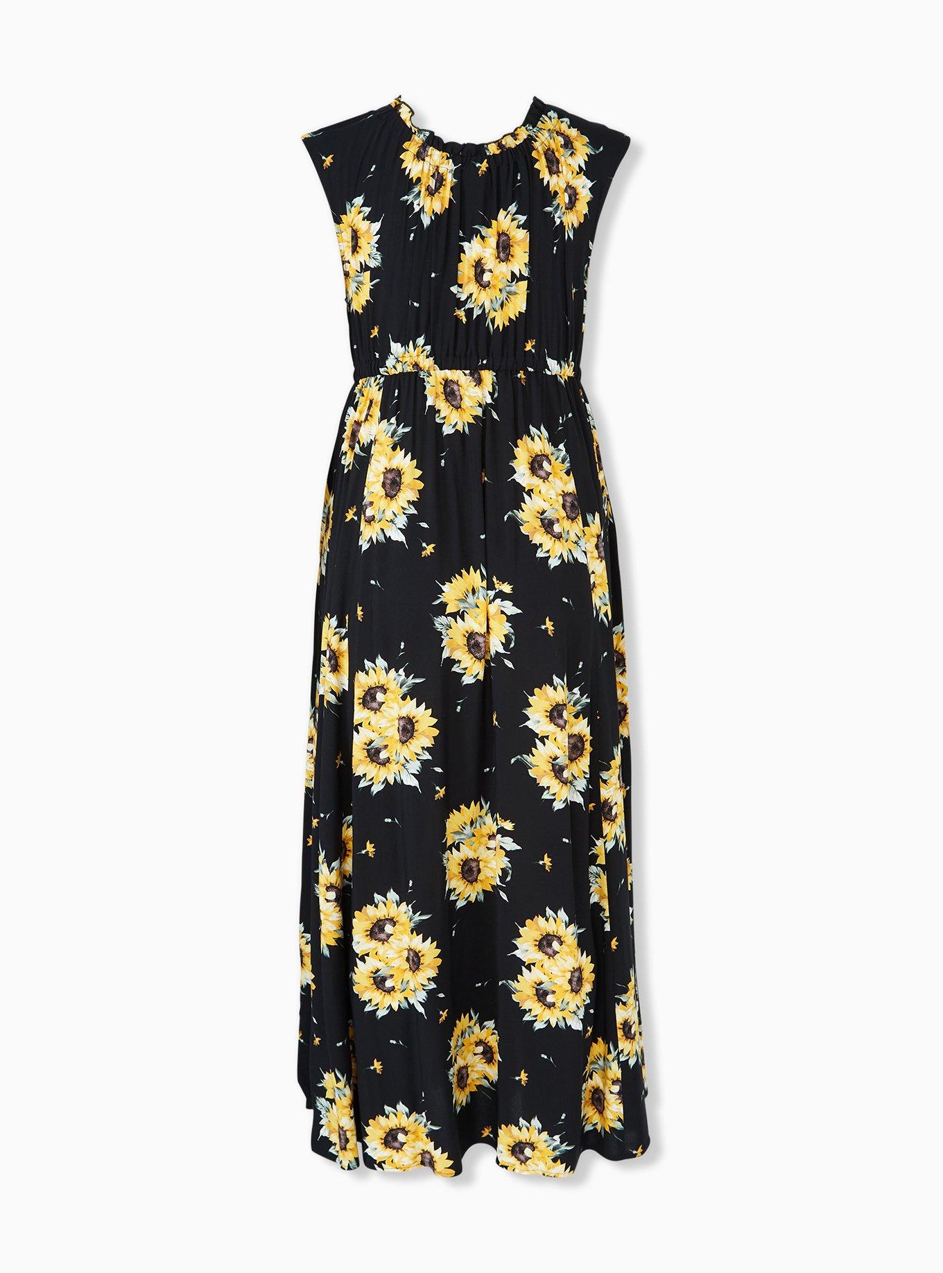 Maxi Challis Tie-Front Dress, BLACK FLORAL, alternate