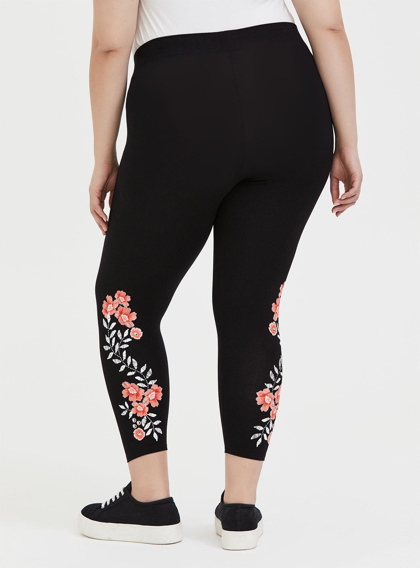 Leggings with embroidered on sale flowers