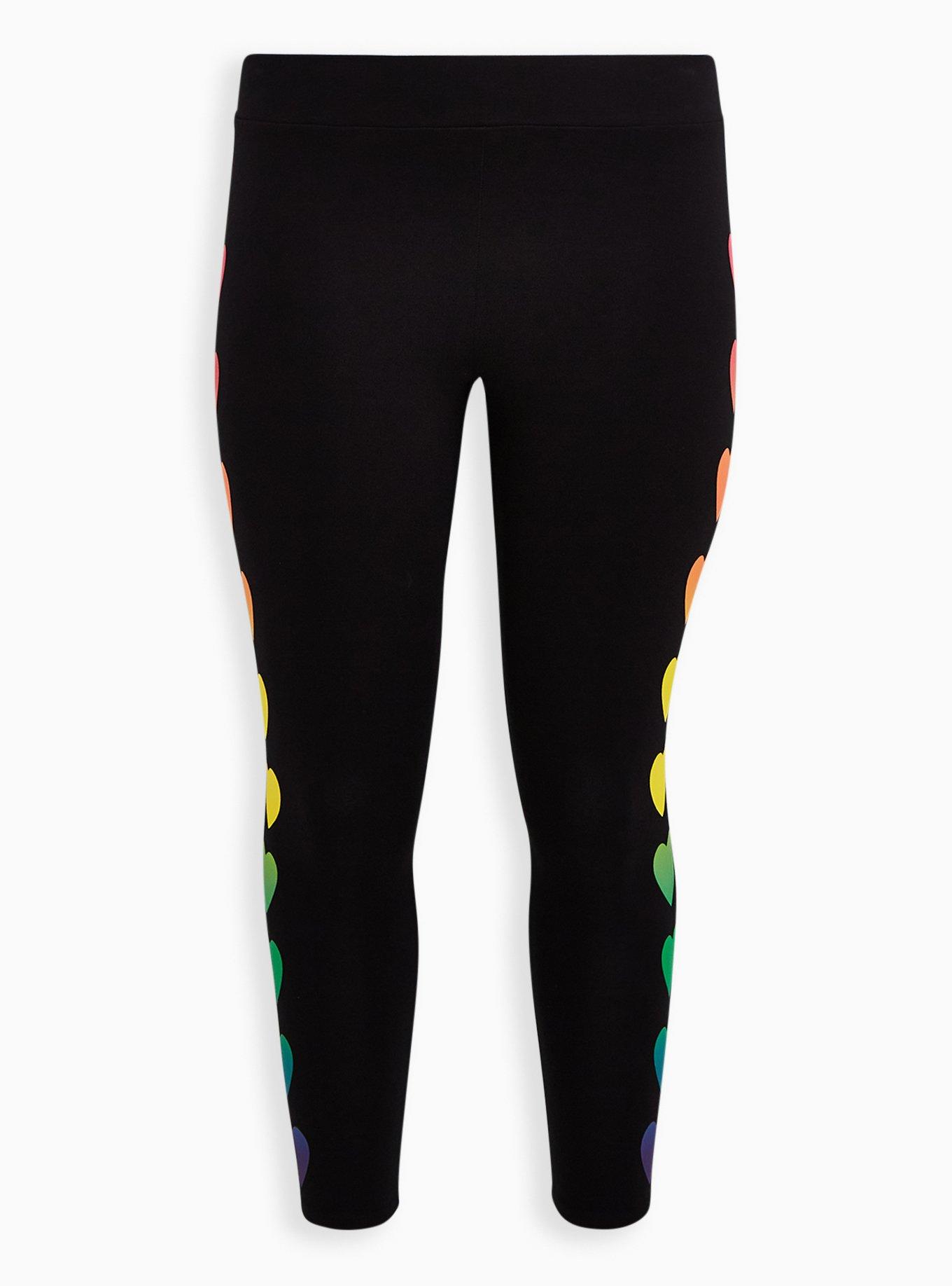 Plus Size Always Proud Celebrate Love Premium Legging - Rainbow Hearts Black, RAINBOW, alternate