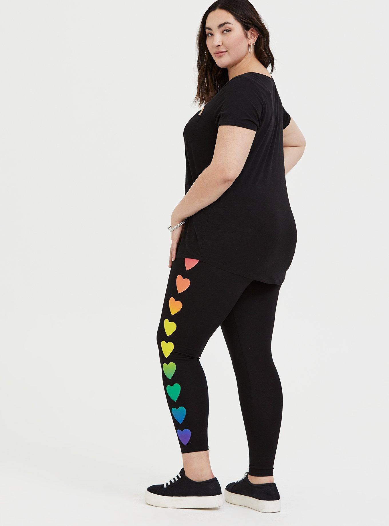 Plus Size - Always Proud Celebrate Love Premium Legging - Rainbow Hearts  Black - Torrid