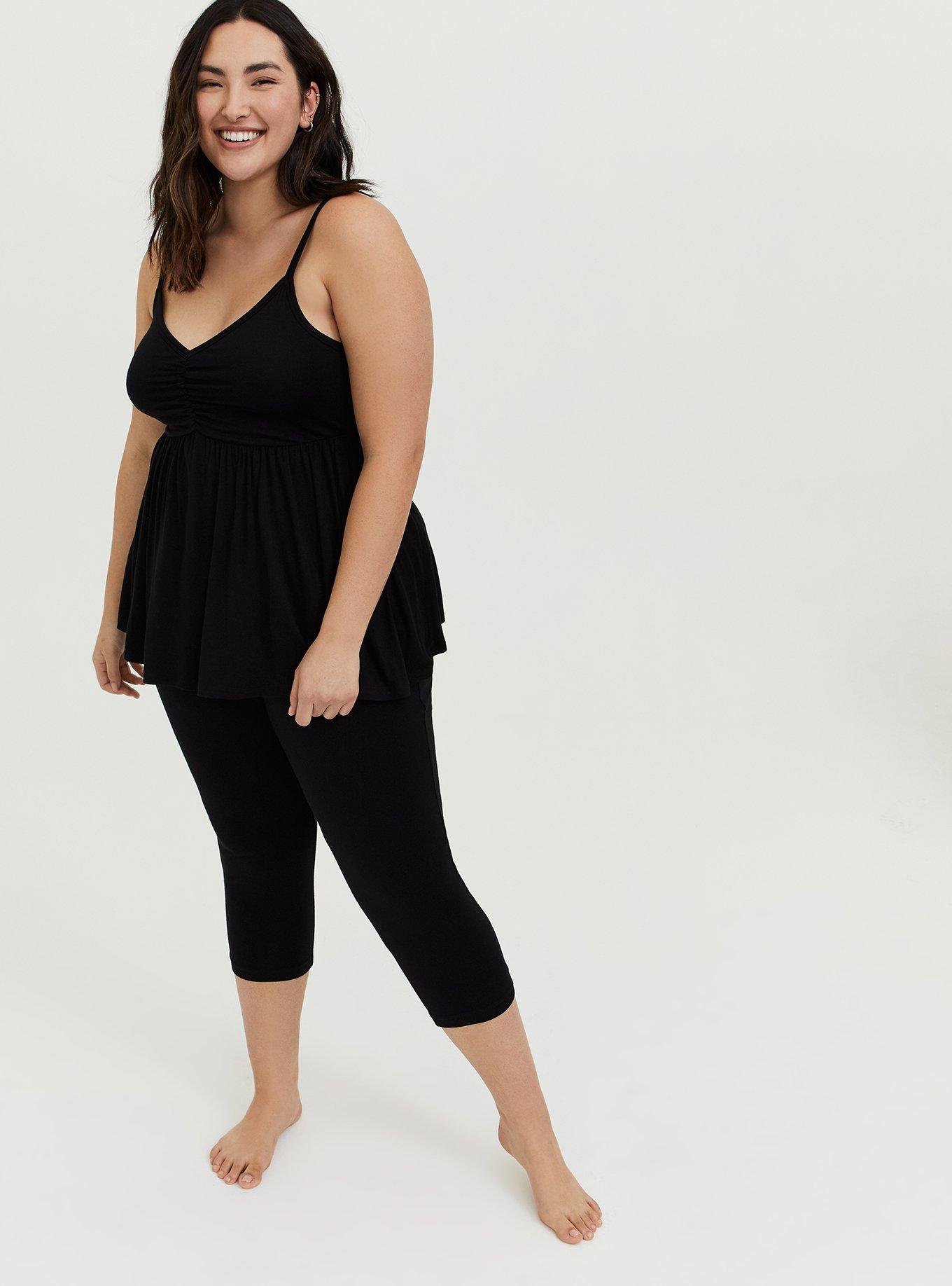 Plus Size Super Soft Babydoll Sleeveless Sleep Cami, DEEP BLACK, alternate