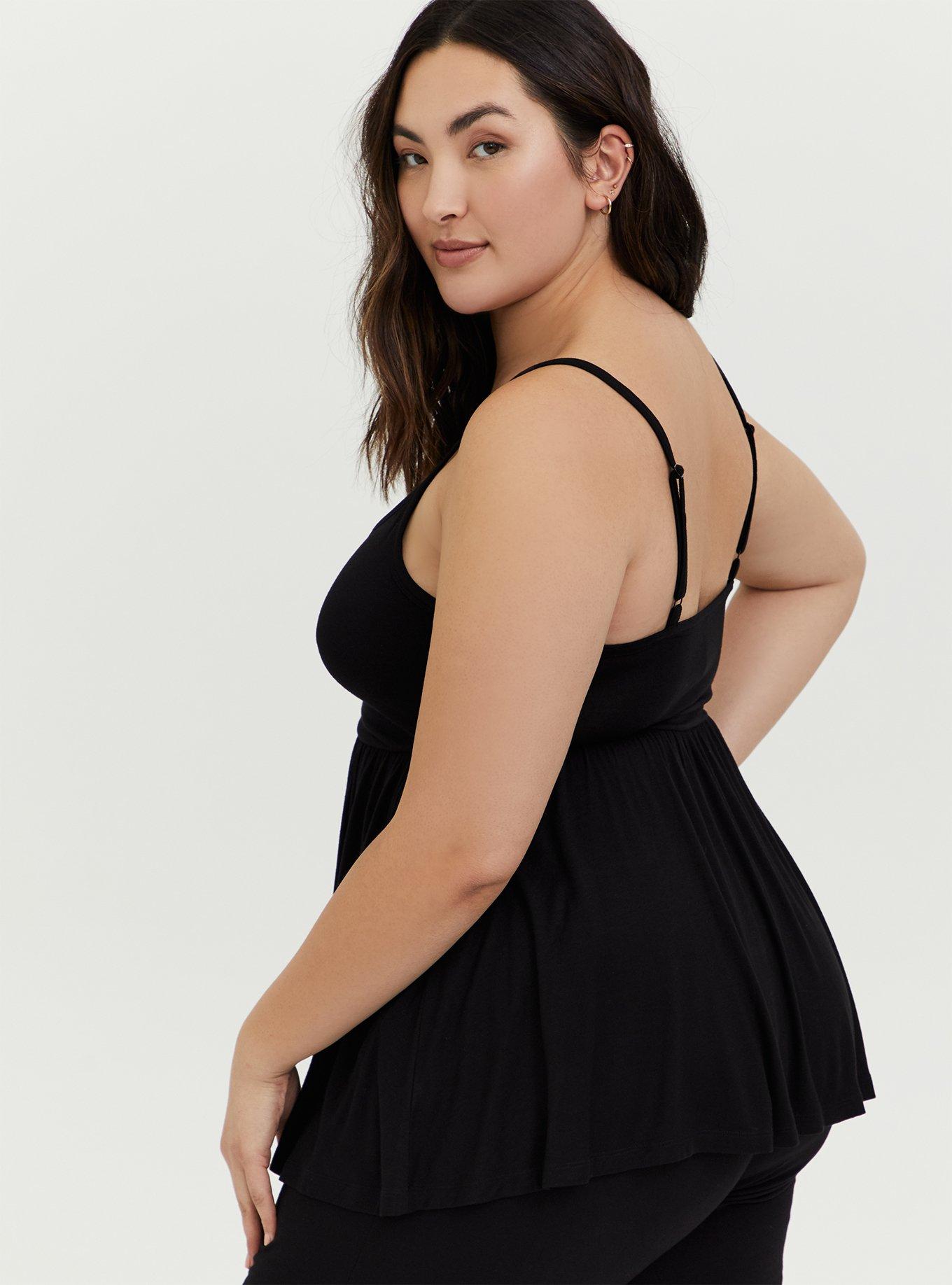 Plus Size Super Soft Babydoll Sleeveless Sleep Cami, DEEP BLACK, alternate