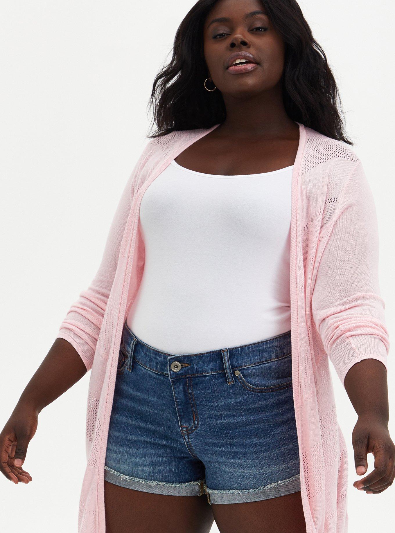 Pink 2024 pointelle cardigan