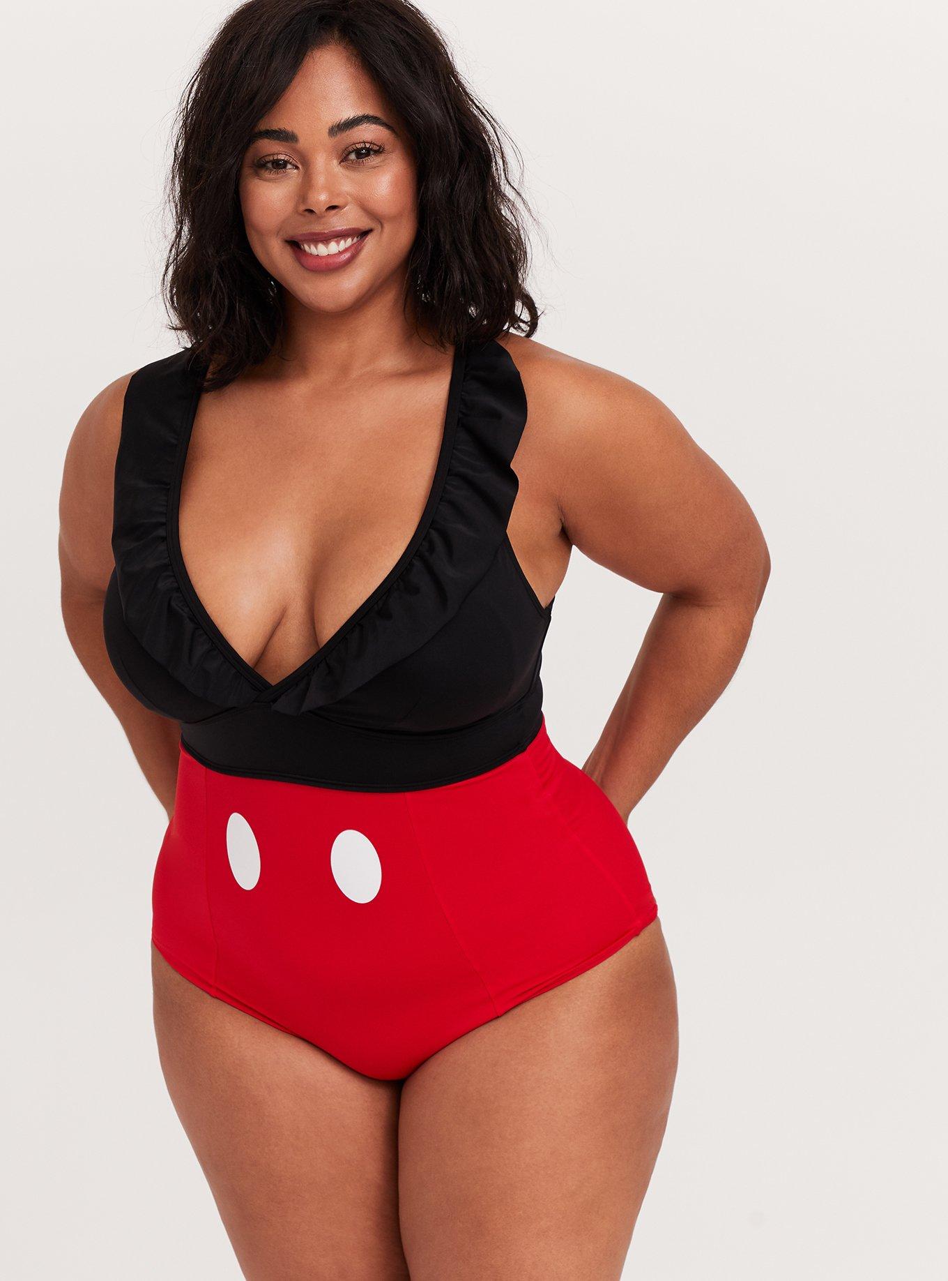 Plus Size - Disney Cheeky Panty - Cotton Mickey Mouse Plaid Red - Torrid