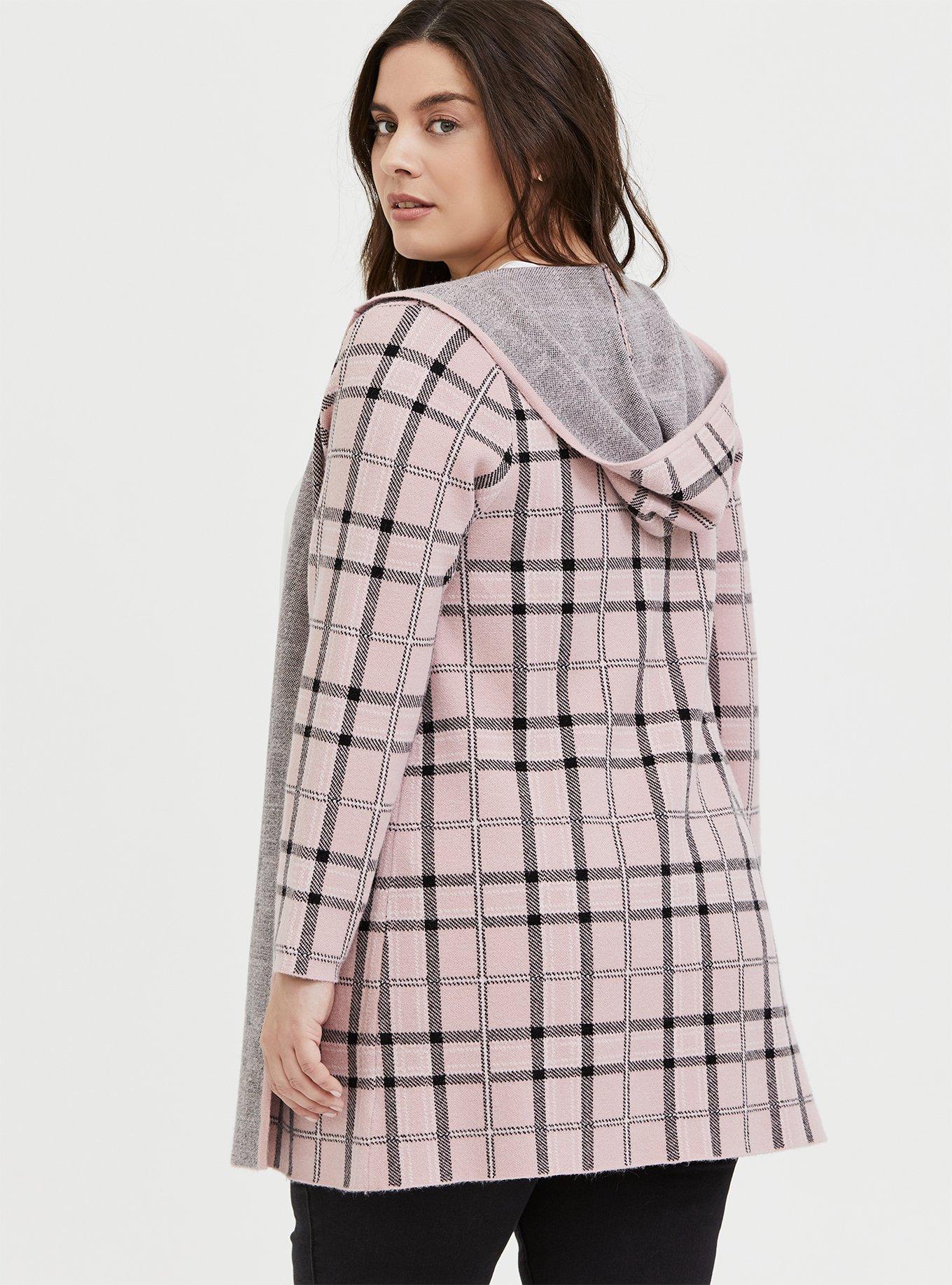 Plaid on sale hooded cardigan