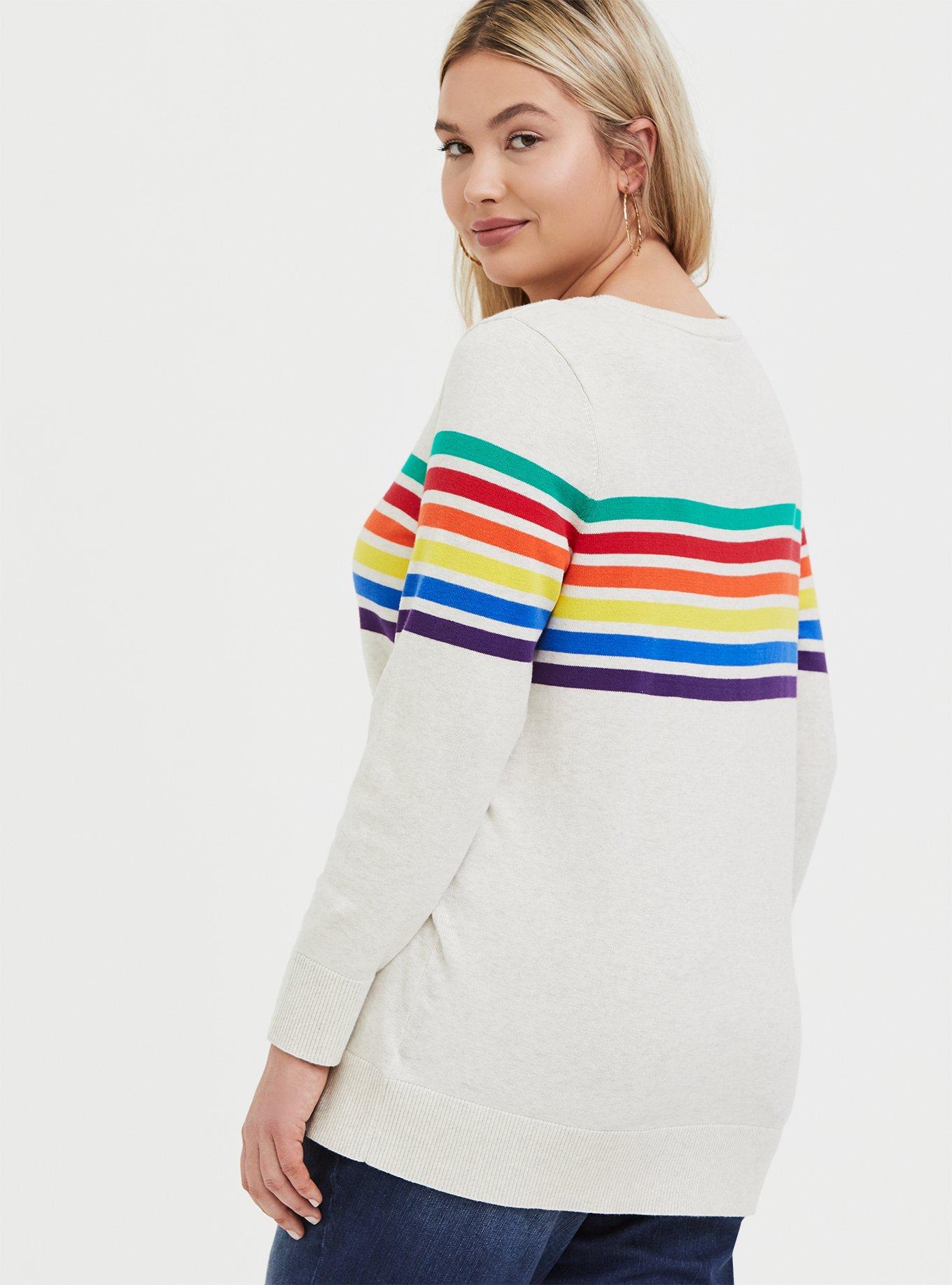 White jumper clearance with rainbow stripes