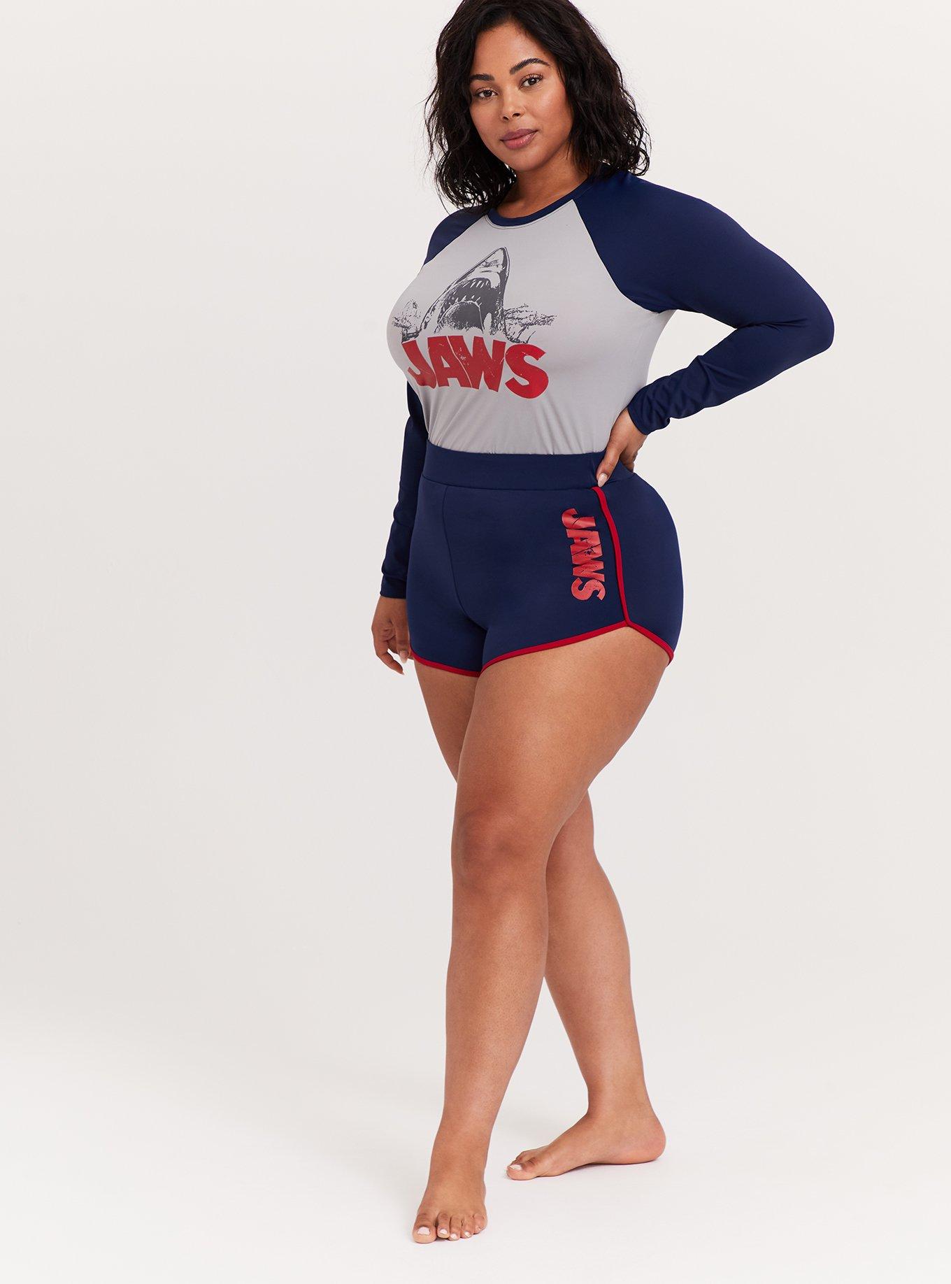 Jaws Navy & Red Dolphin Hem Swim Short, MULTI, alternate