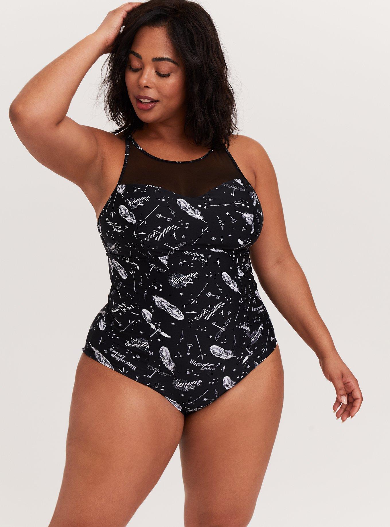 Plus Size Harry Potter Spell Black Wireless One Piece Swimsuit Torrid