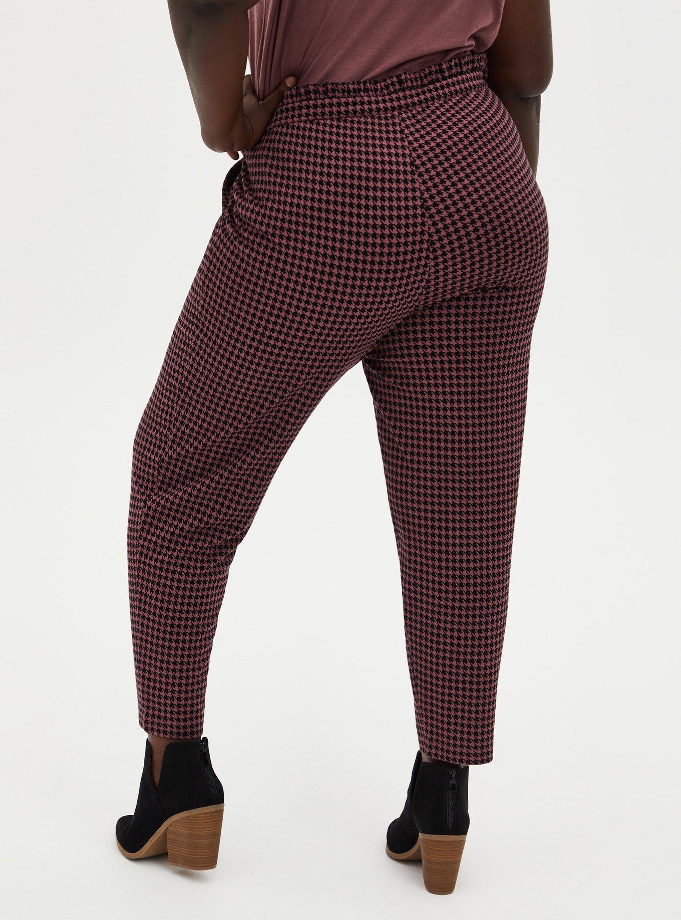 Slim Taper Studio Luxe Ponte High-Rise Tie-Front Pant, HERRINGBONE PLAID, alternate