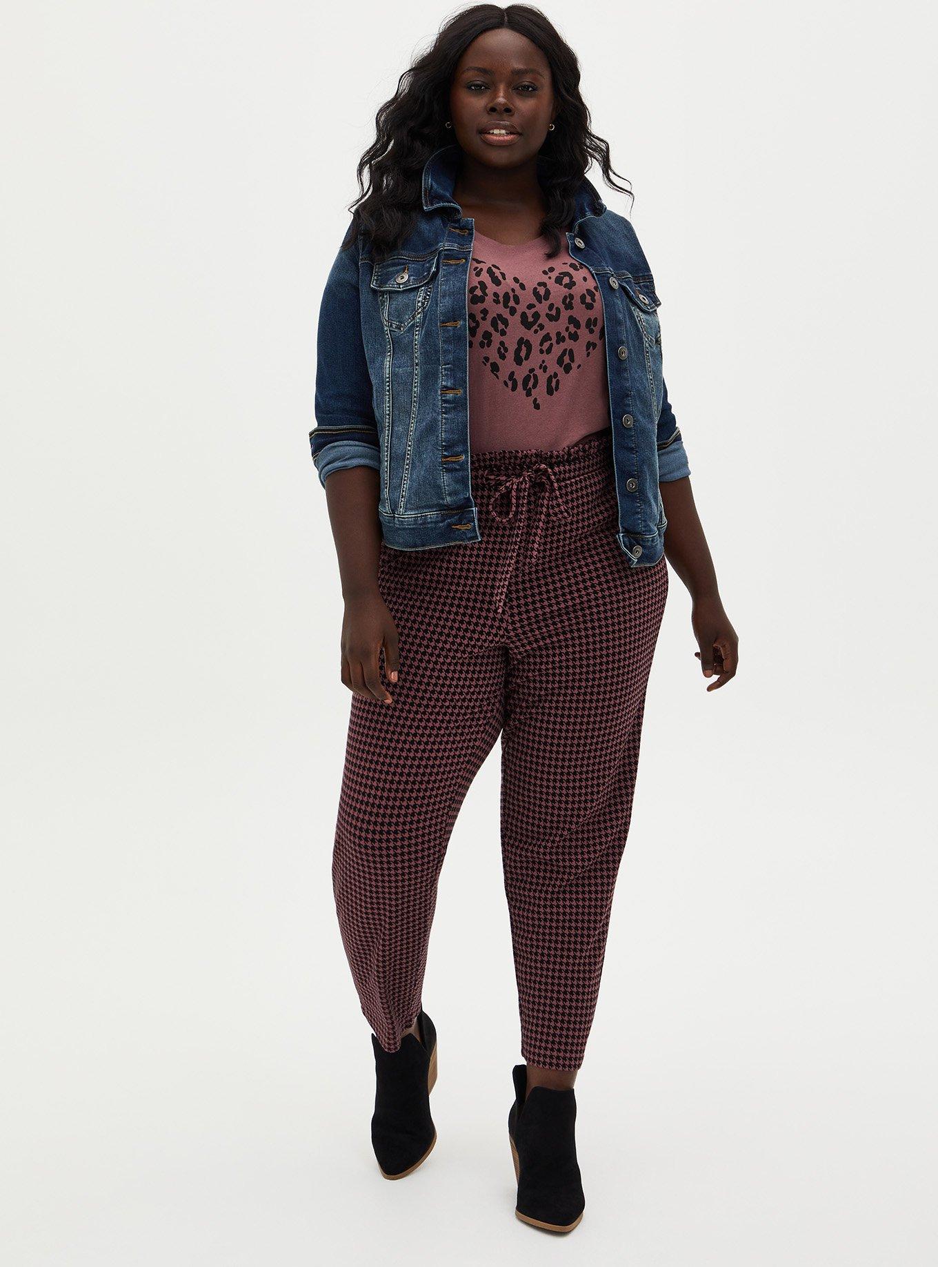 Slim Taper Studio Luxe Ponte High-Rise Tie-Front Pant, HERRINGBONE PLAID, alternate