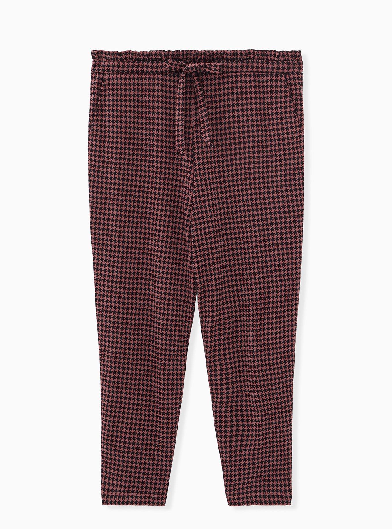 Slim Taper Studio Luxe Ponte High-Rise Tie-Front Pant, HERRINGBONE PLAID, hi-res