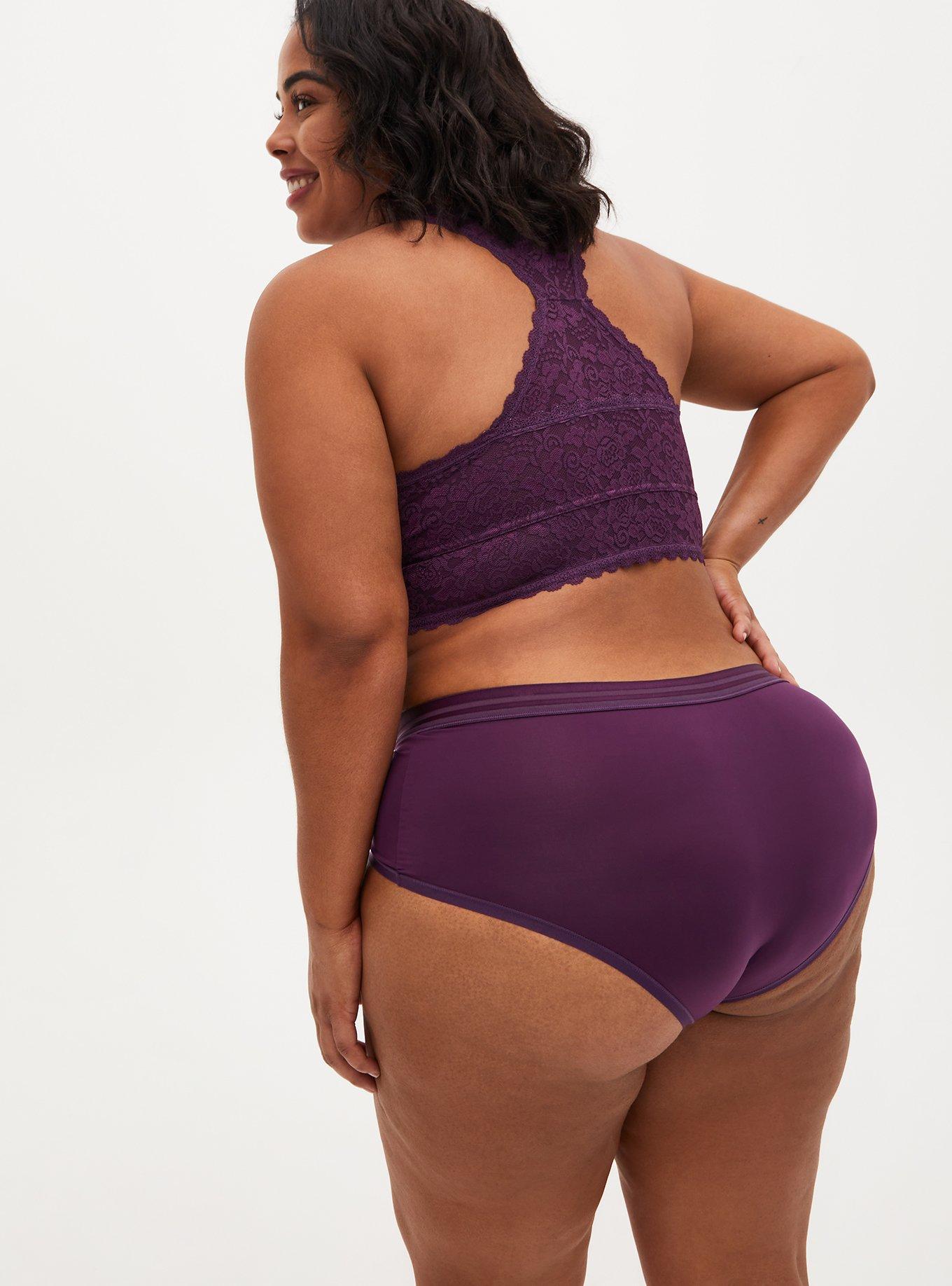 Dark Purple Lace Racerback Bralette, PLUM PURPLE, alternate