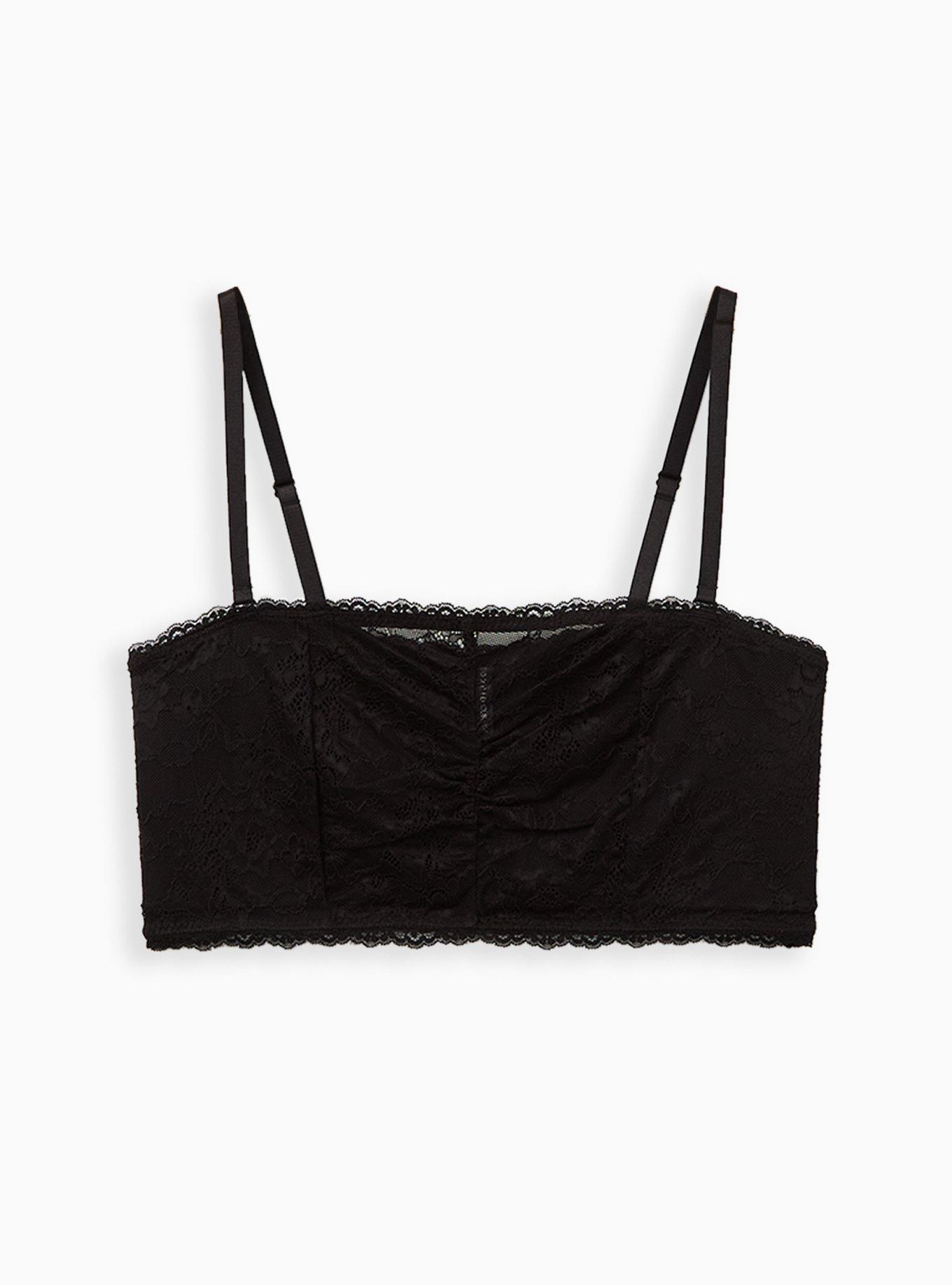 Plus Size Black Lace Lightly Padded Bandeau, , hi-res
