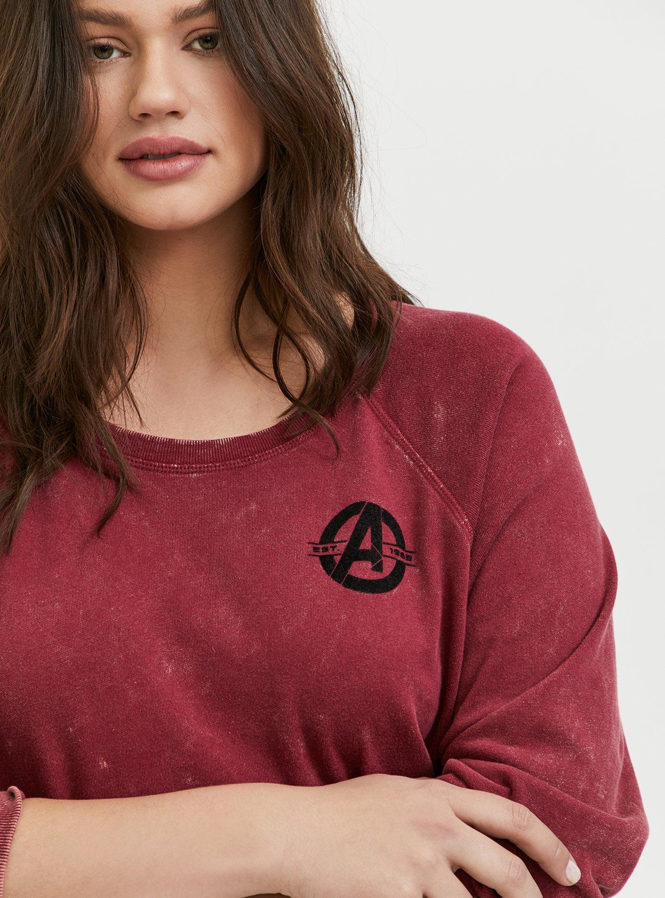 Her Universe Marvel Avengers Red Mineral Wash Crew Sweatshirt , TIBETAN RED, alternate