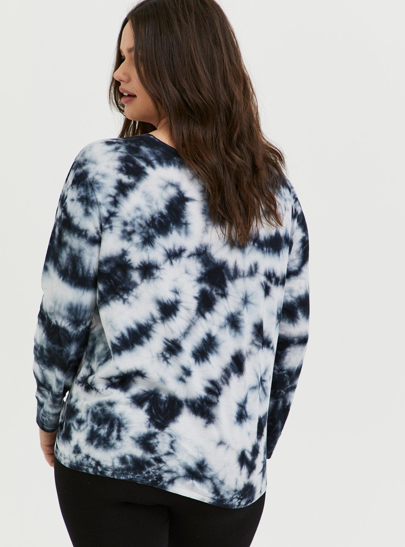 Her Universe Marvel Logo Black Tie-Dye Knot Front Long Sleeve Top, GREY, alternate