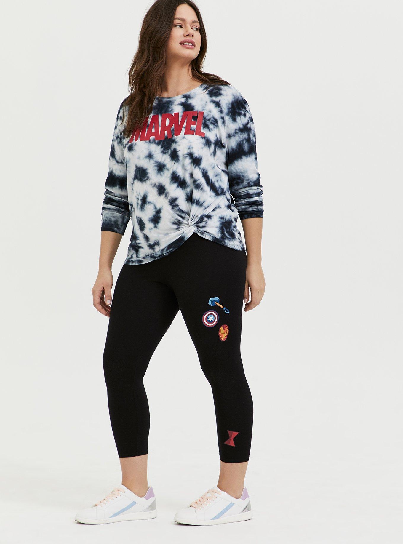 Plus Size Her Universe Marvel Avengers Icons Black Crop Legging, DEEP BLACK, hi-res