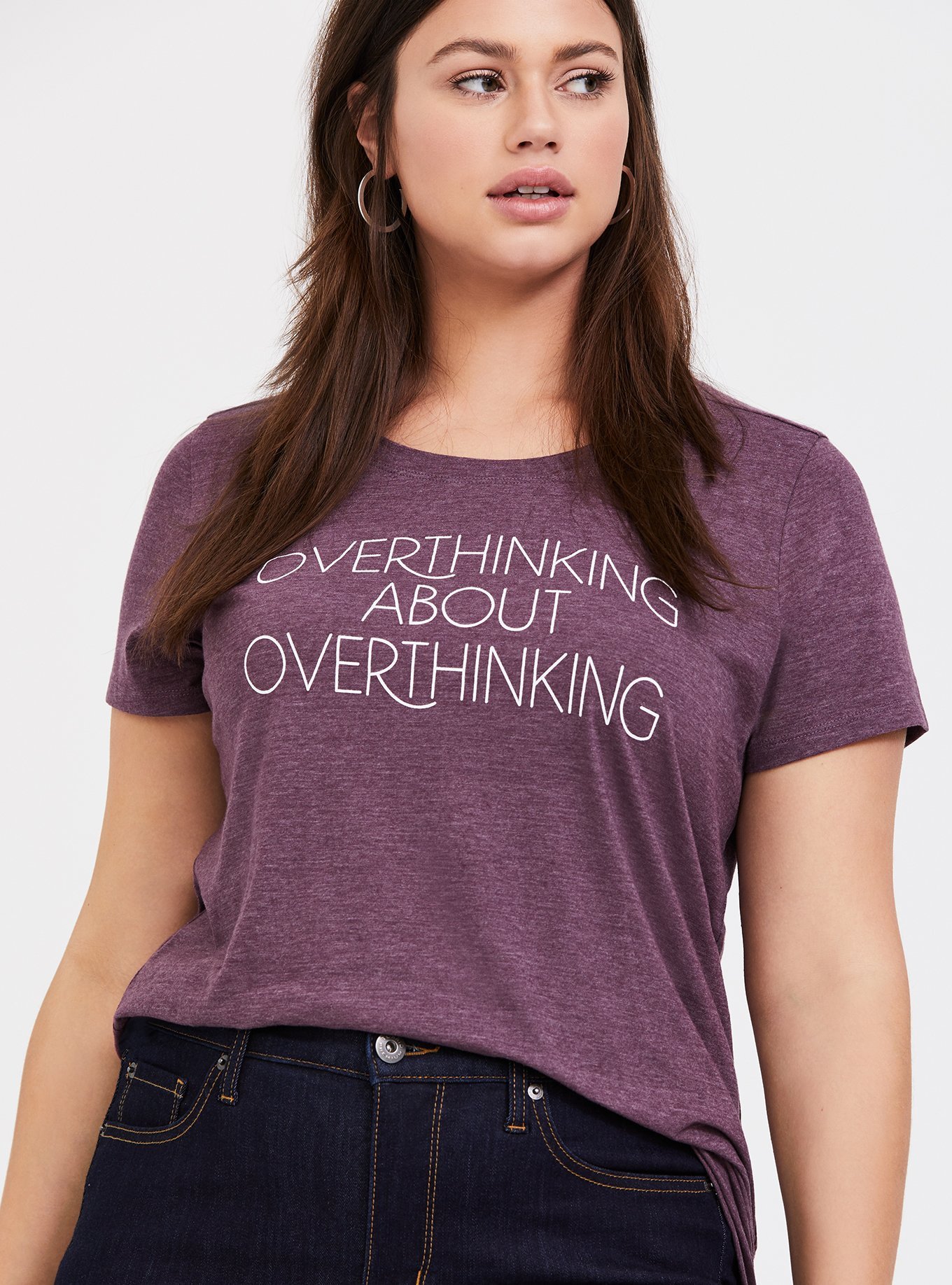 Plus Size - Overthinking About Overthinking Purple Wine Triblend Crew ...
