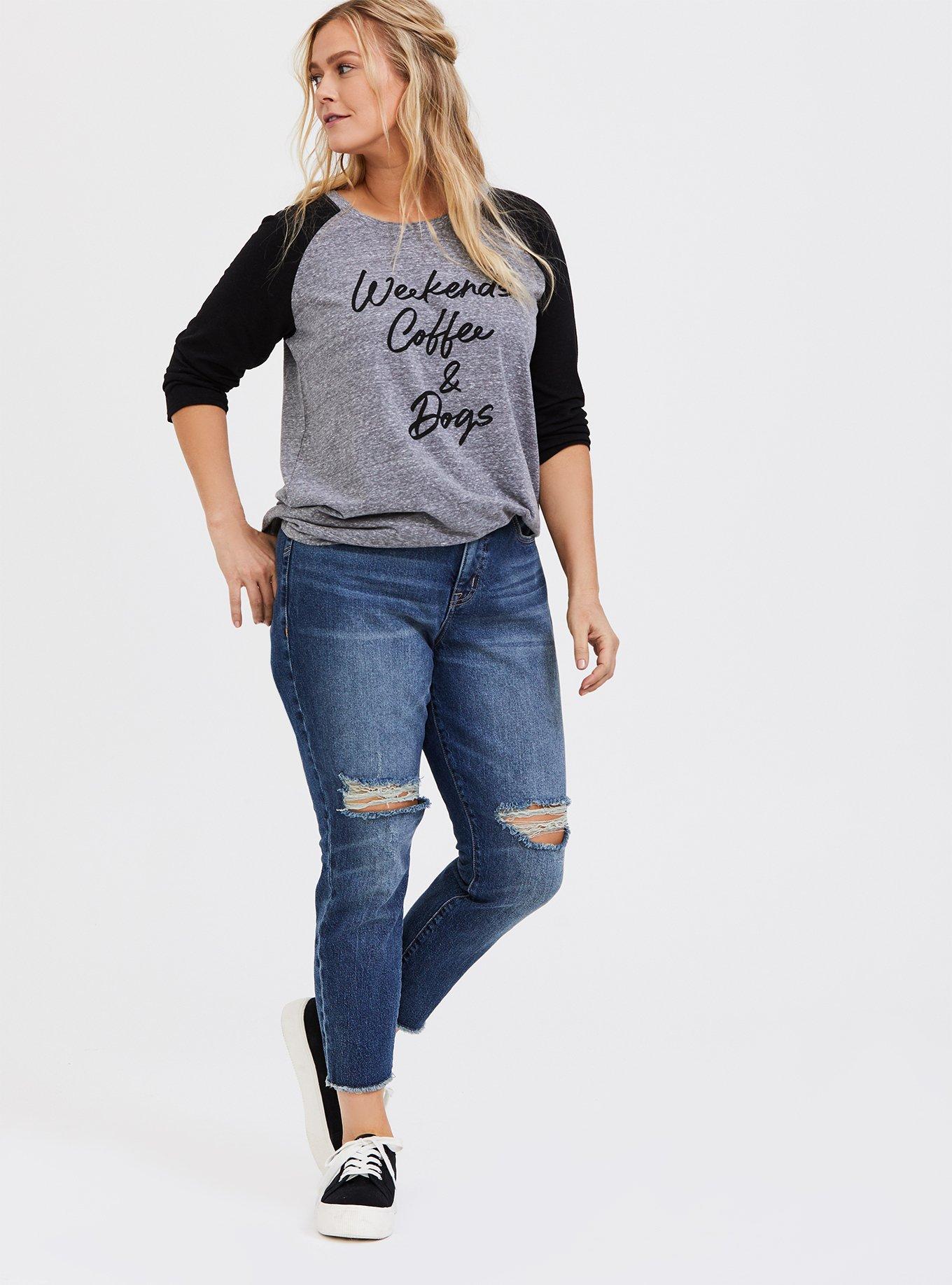 Weekends Coffee & Dogs Grey Triblend Raglan Tee, MEDIUM HEATHER GREY, alternate