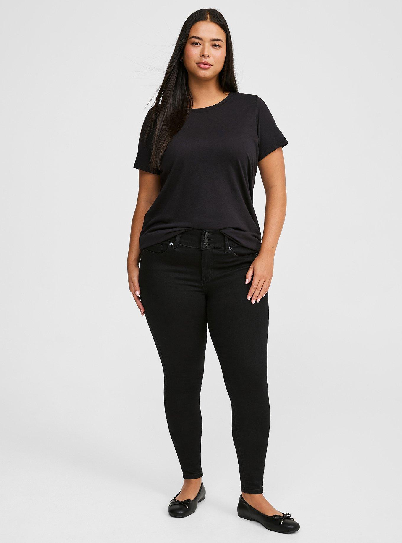 Black Overlap Waist Body Shaping Skinny Jeggings – The Fashion Spot TX