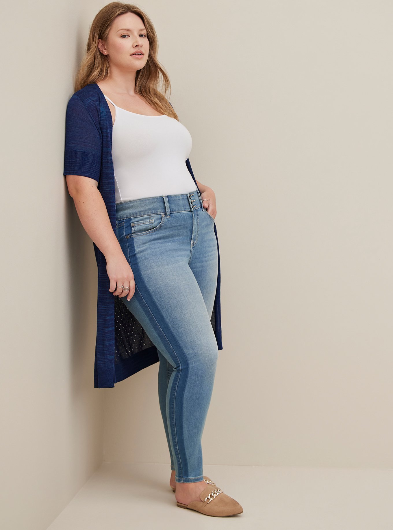 Jean Jegging Torrid Rayé Latéral - Taille Haute, Taille 16 - Occasion En Très Bon état