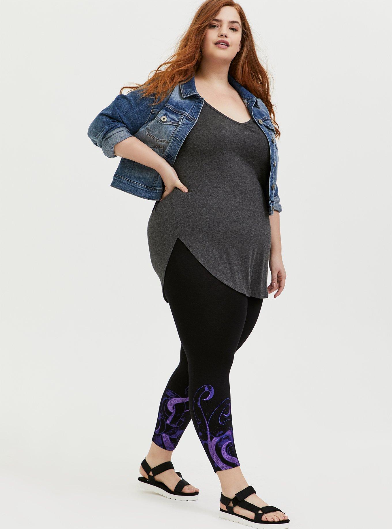 Plus Size - Her Universe Disney The Little Mermaid Ursula Tentacles Black  Crop Legging - Torrid