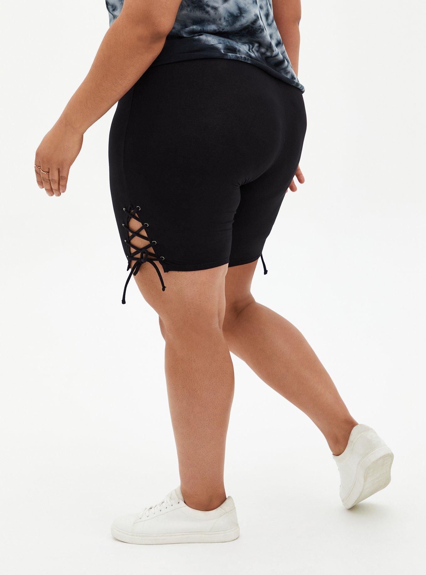 Plus Size - Black Lace-Up Bike Short - Torrid