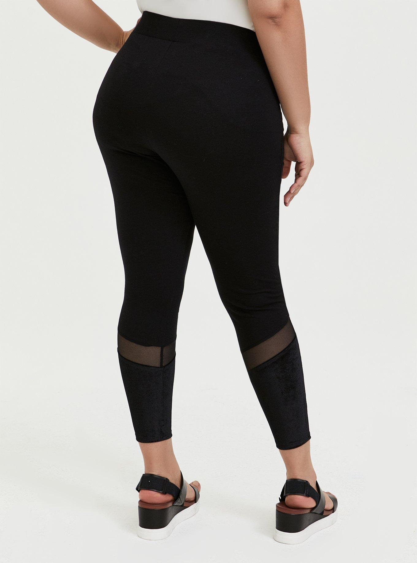 Black mesh clearance inset shredded legging