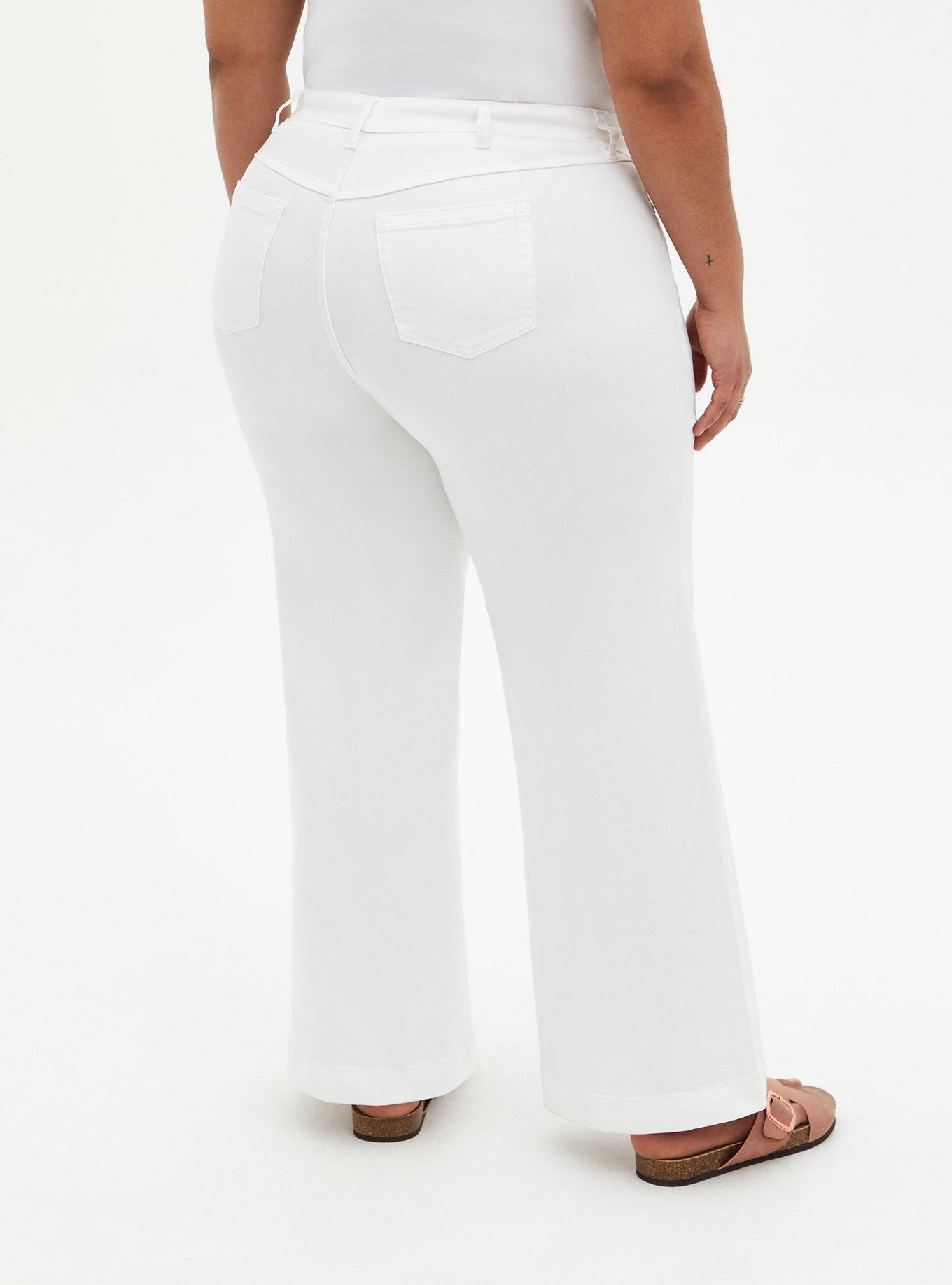 White Comfort Stretch Wide Leg High Waist Plus Size Jeans