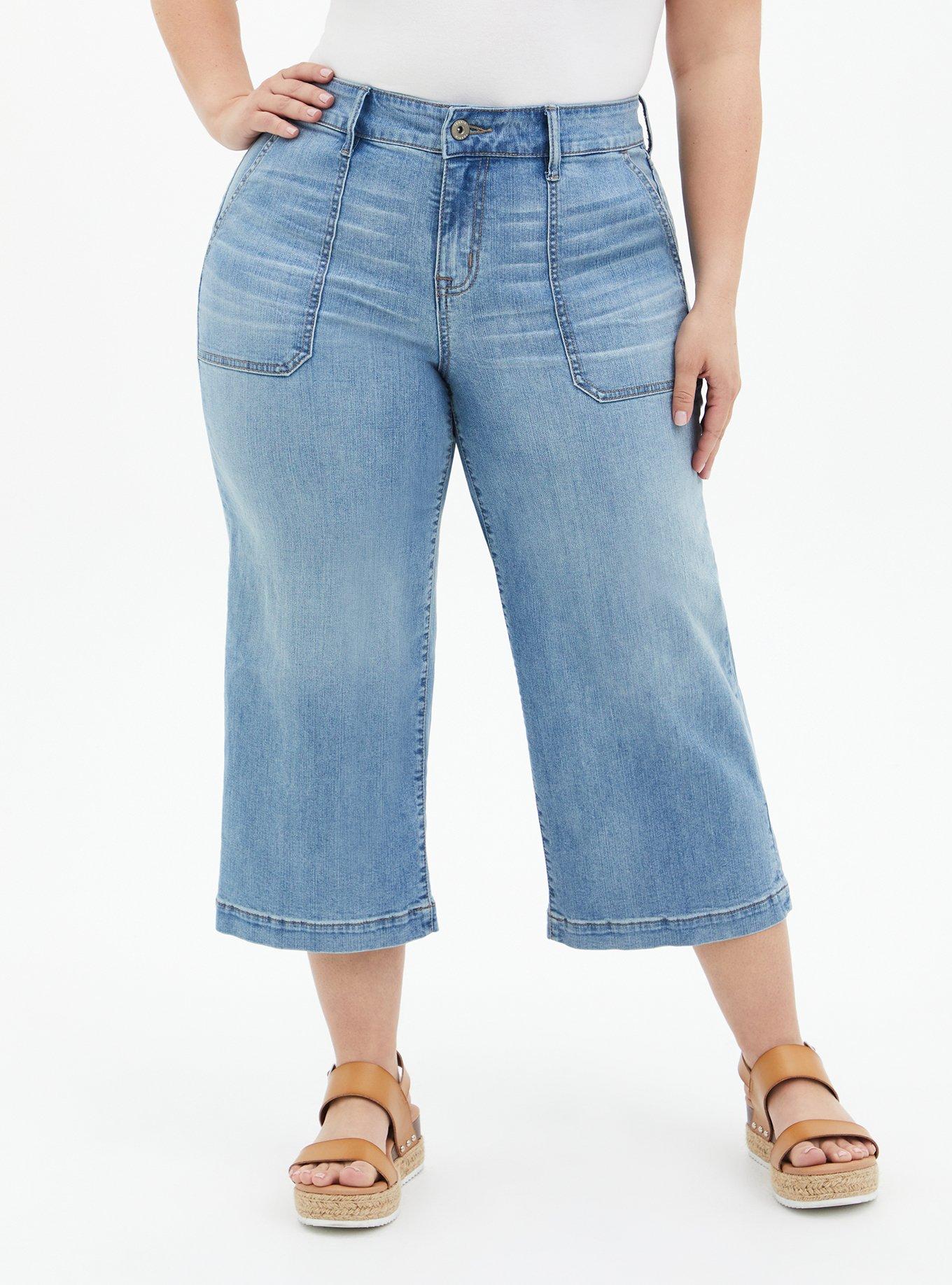 Plus Size - Crop Wide Leg Lightweight Vintage Stretch High-Rise Jean -  Torrid