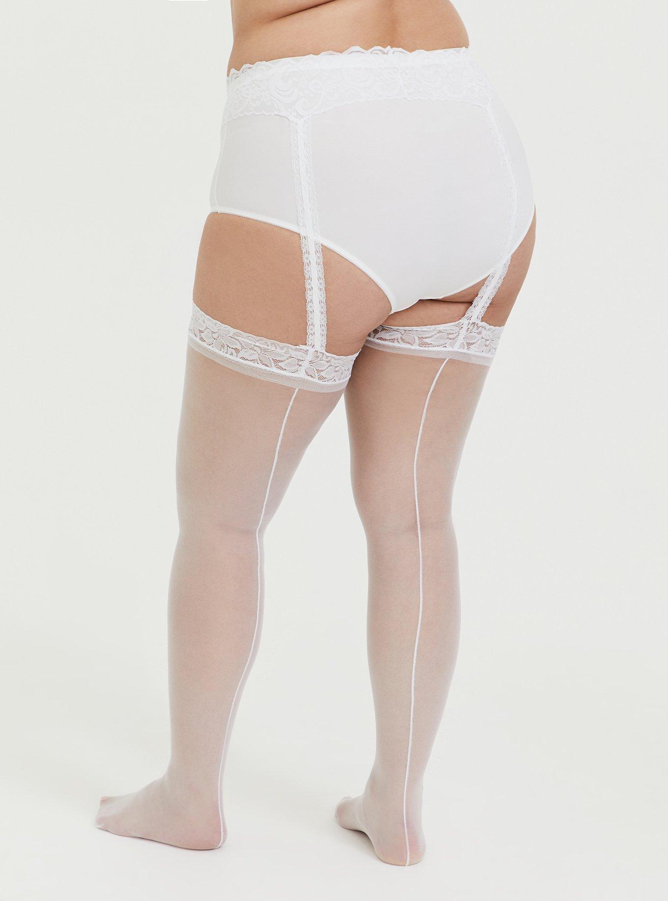 Plus size outlet faux garter tights