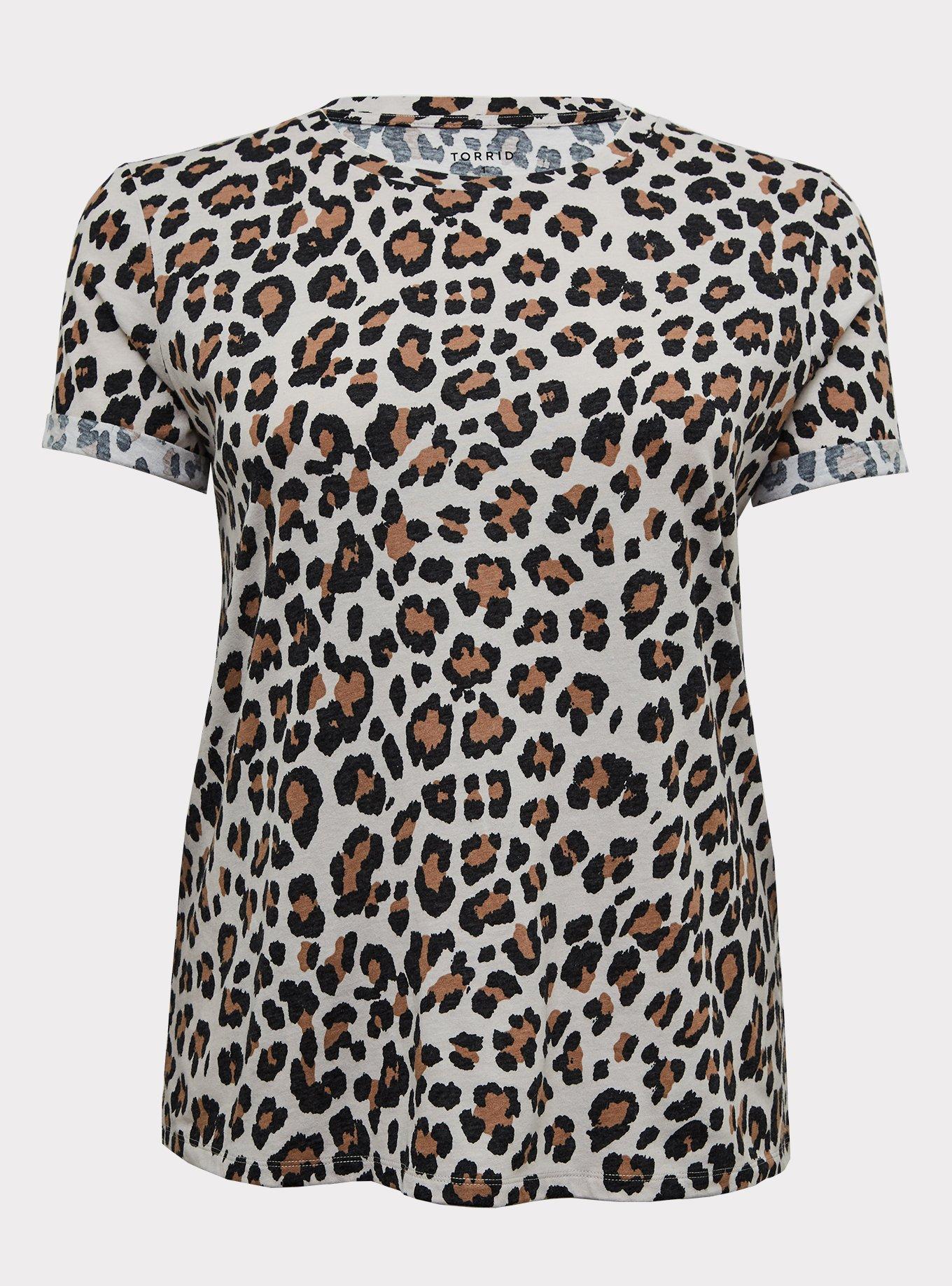 Plus Size Relaxed Fit Triblend Crew Neck Tee, LEOPARD BROWN, hi-res