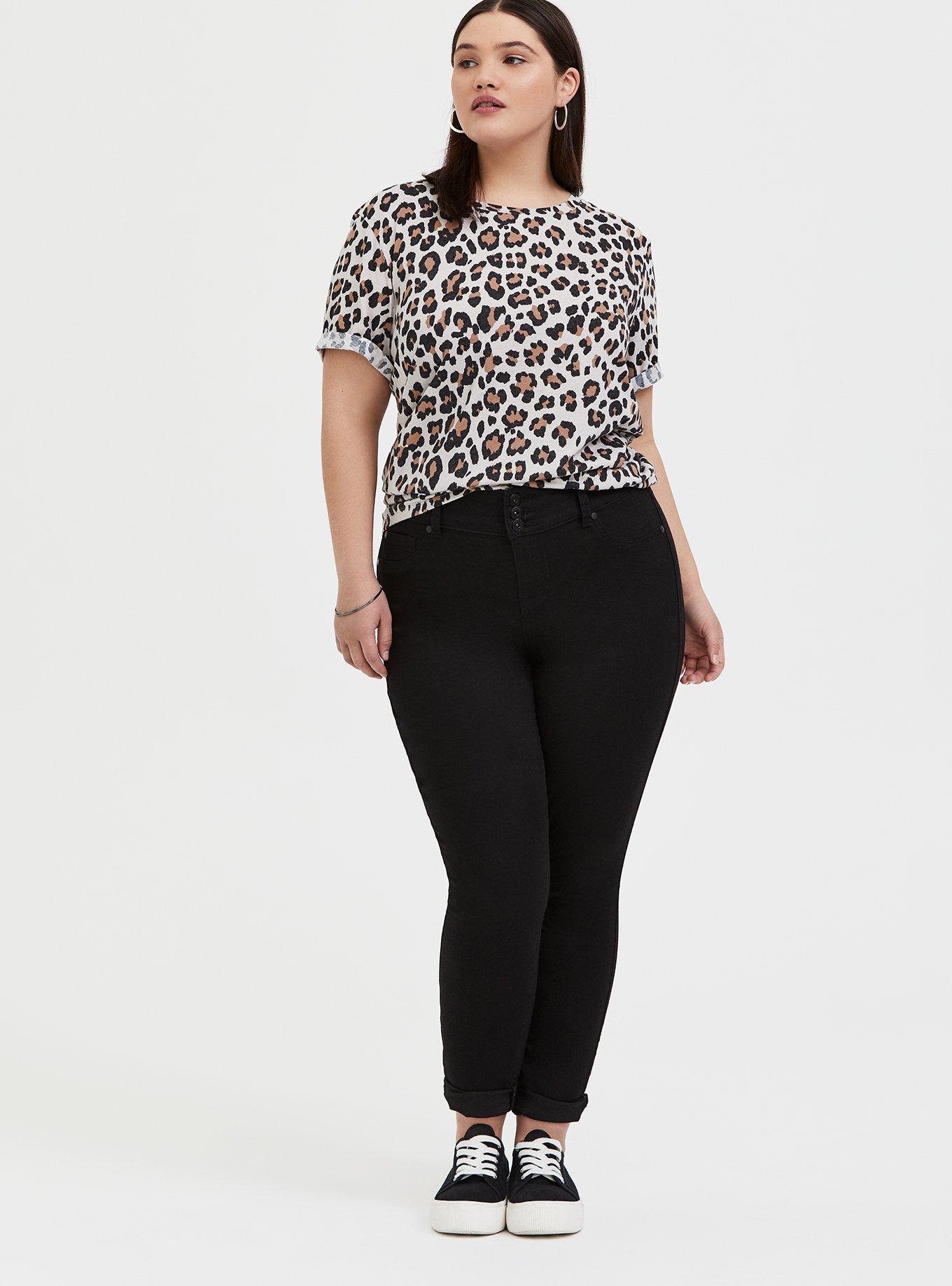 Plus Size Relaxed Fit Triblend Crew Neck Tee, LEOPARD BROWN, hi-res