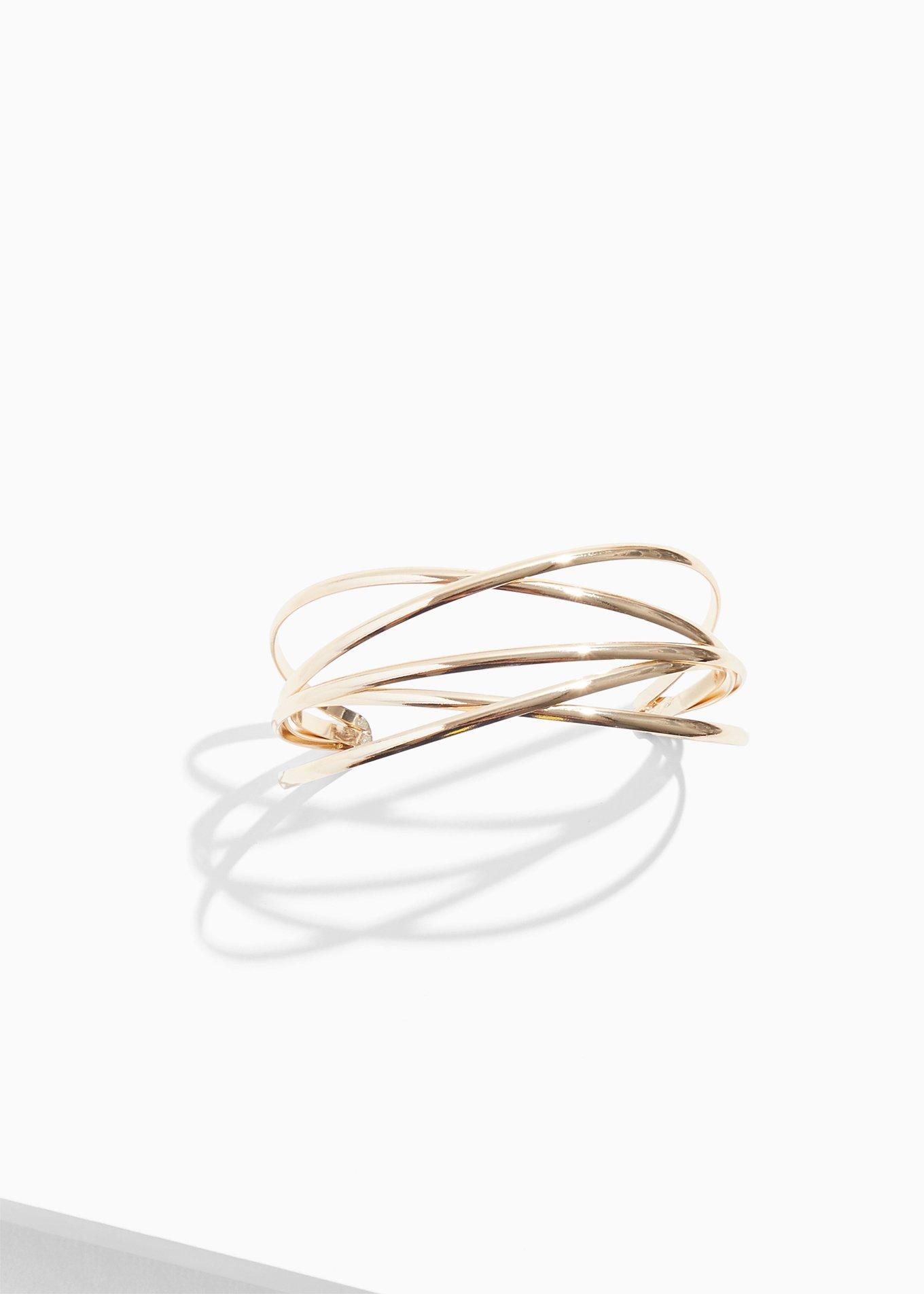 Gold-Tone Crisscross Cuff, GOLD, hi-res