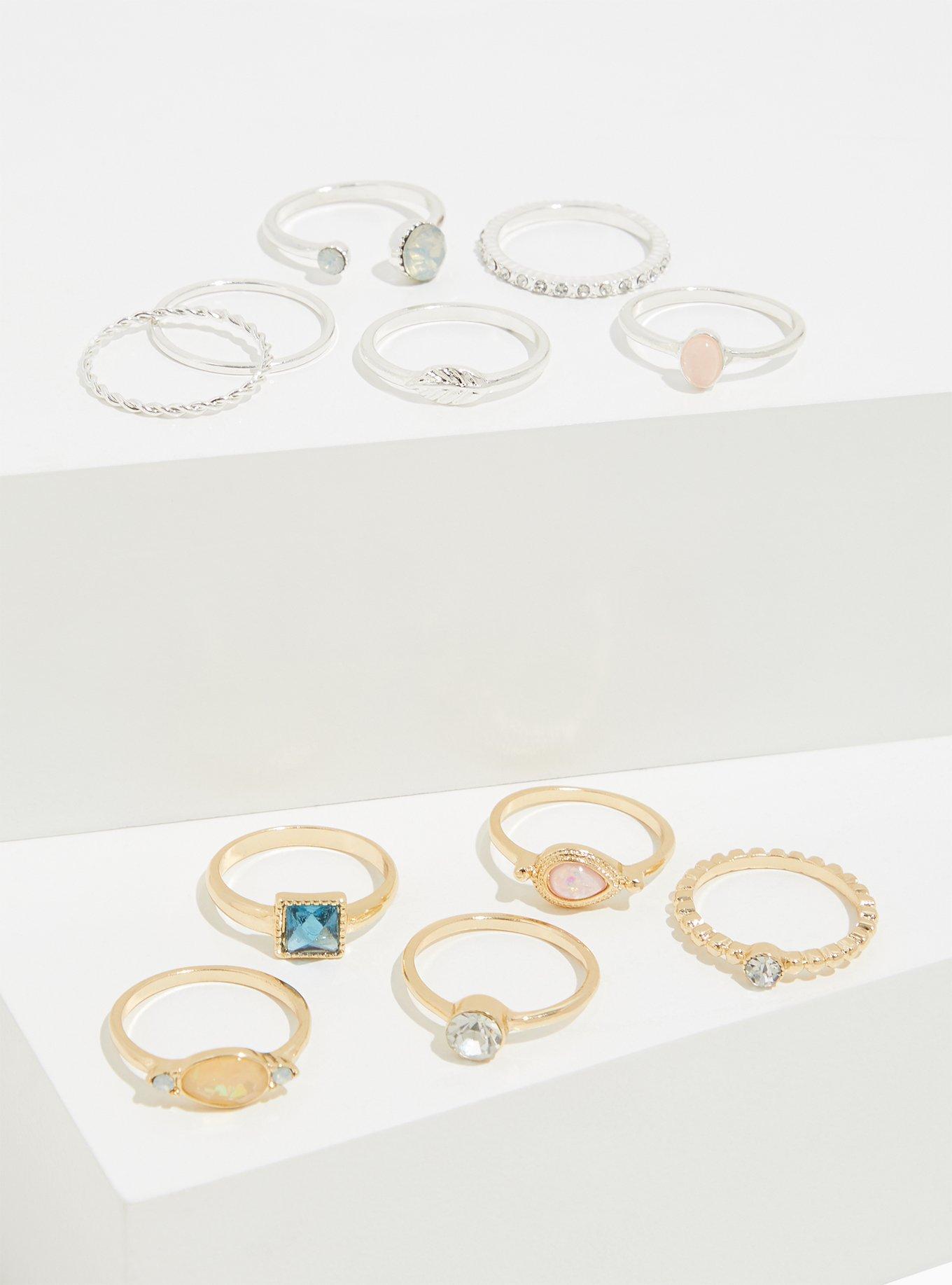 Plus Size - Faux Stone Stackable Ring Set - Set of 11 - Torrid