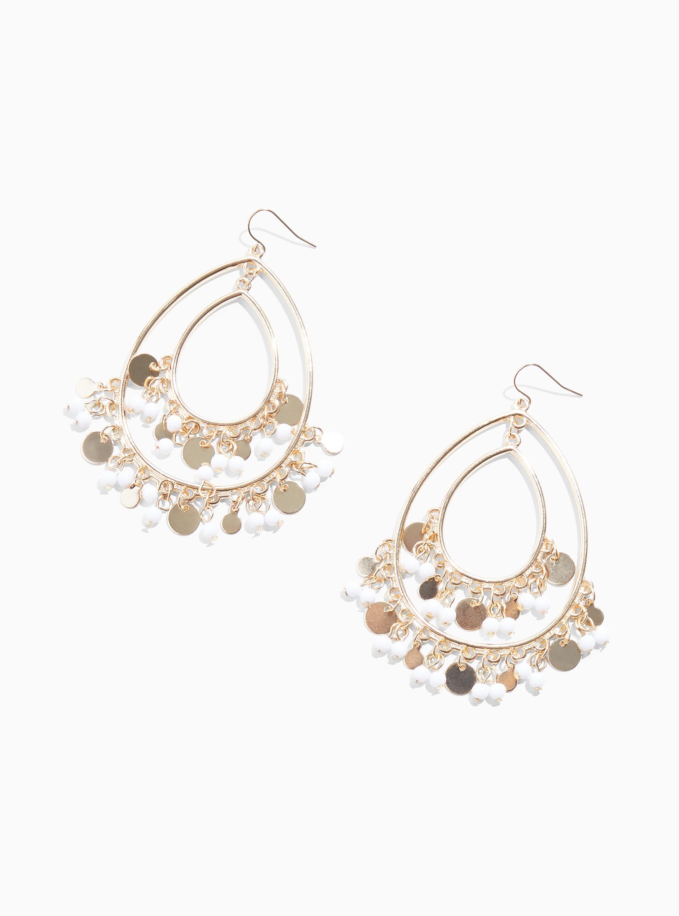 Plus Size - Gold-Tone Beaded Teardrop Statement Earrings - Torrid