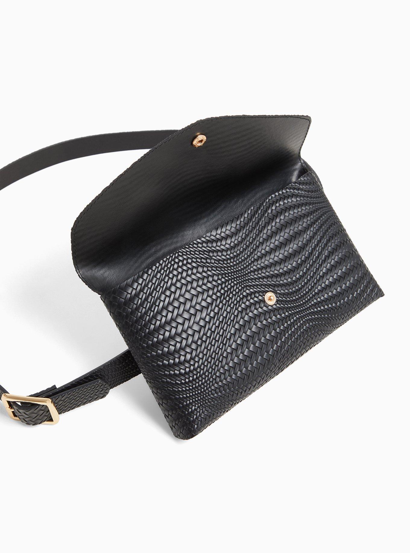 Plus Size - Black Braided Faux Leather Envelope Belt Bag - Torrid