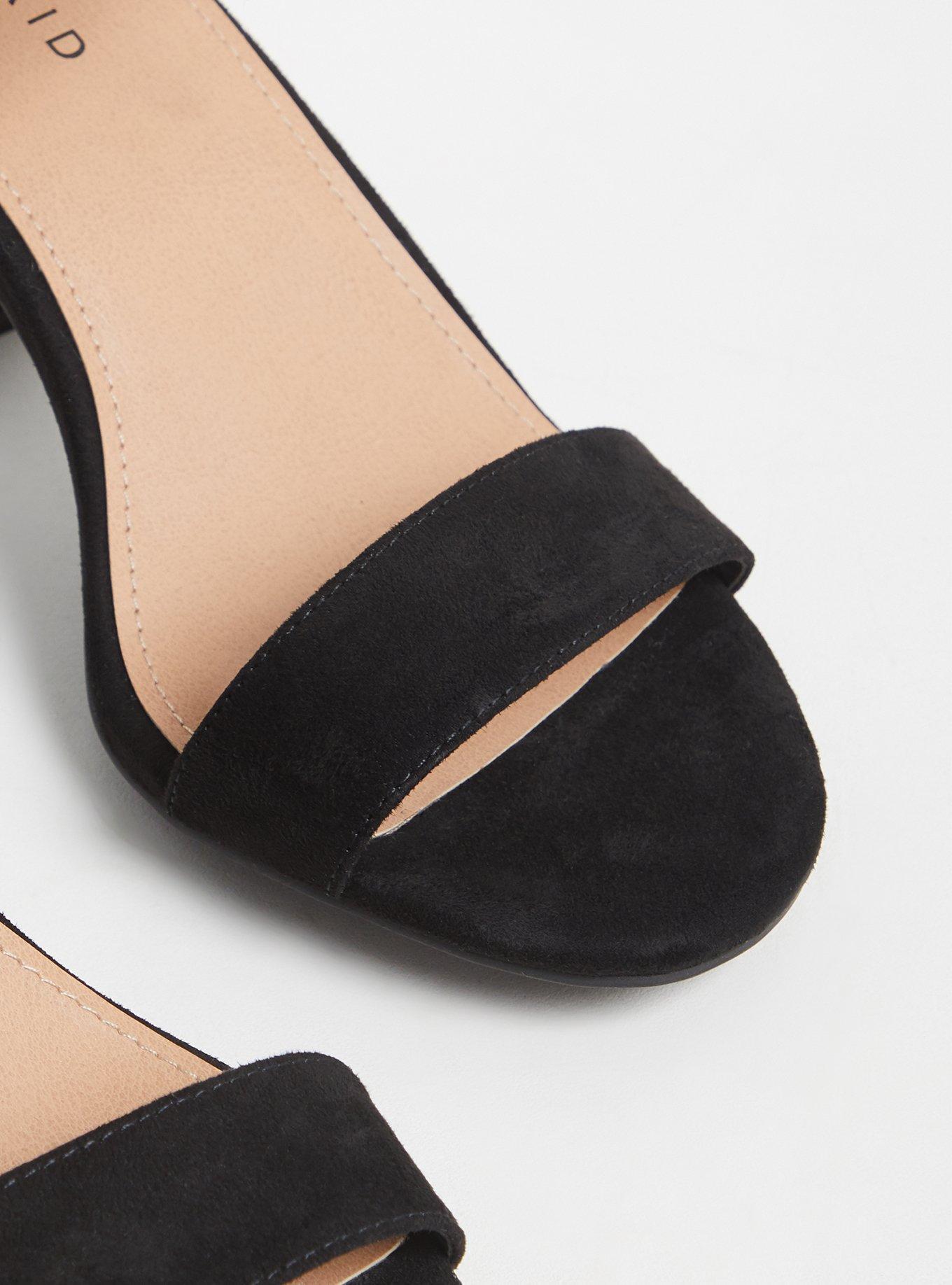 Black Faux Suede Ankle Strap Tapered Heel (WW), , alternate