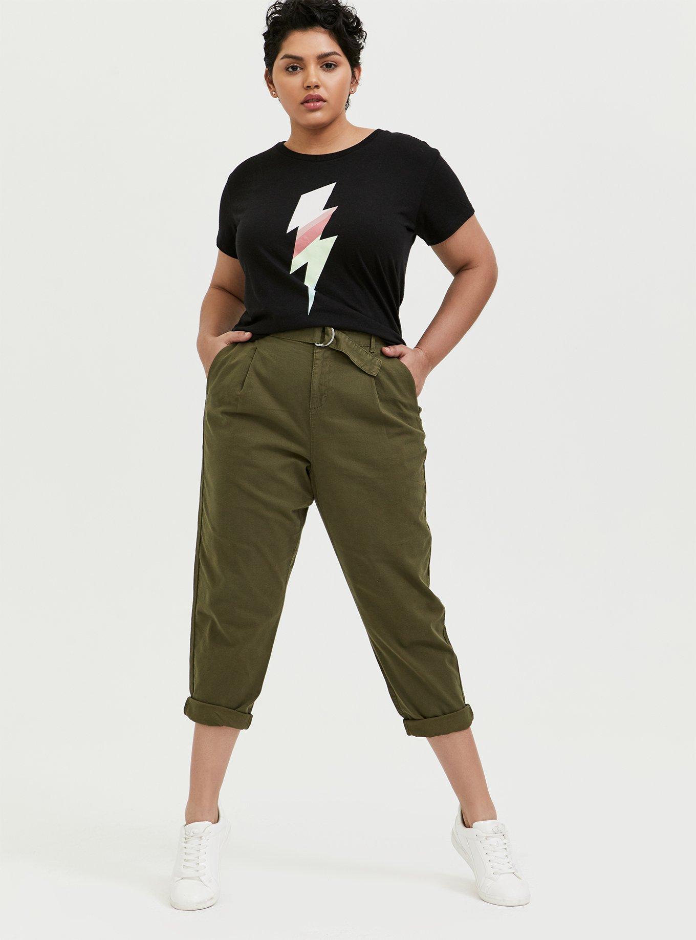 Lightning Bolt Relaxed Fit Crop Crew Tee - Triblend Jersey Black, DEEP BLACK, alternate