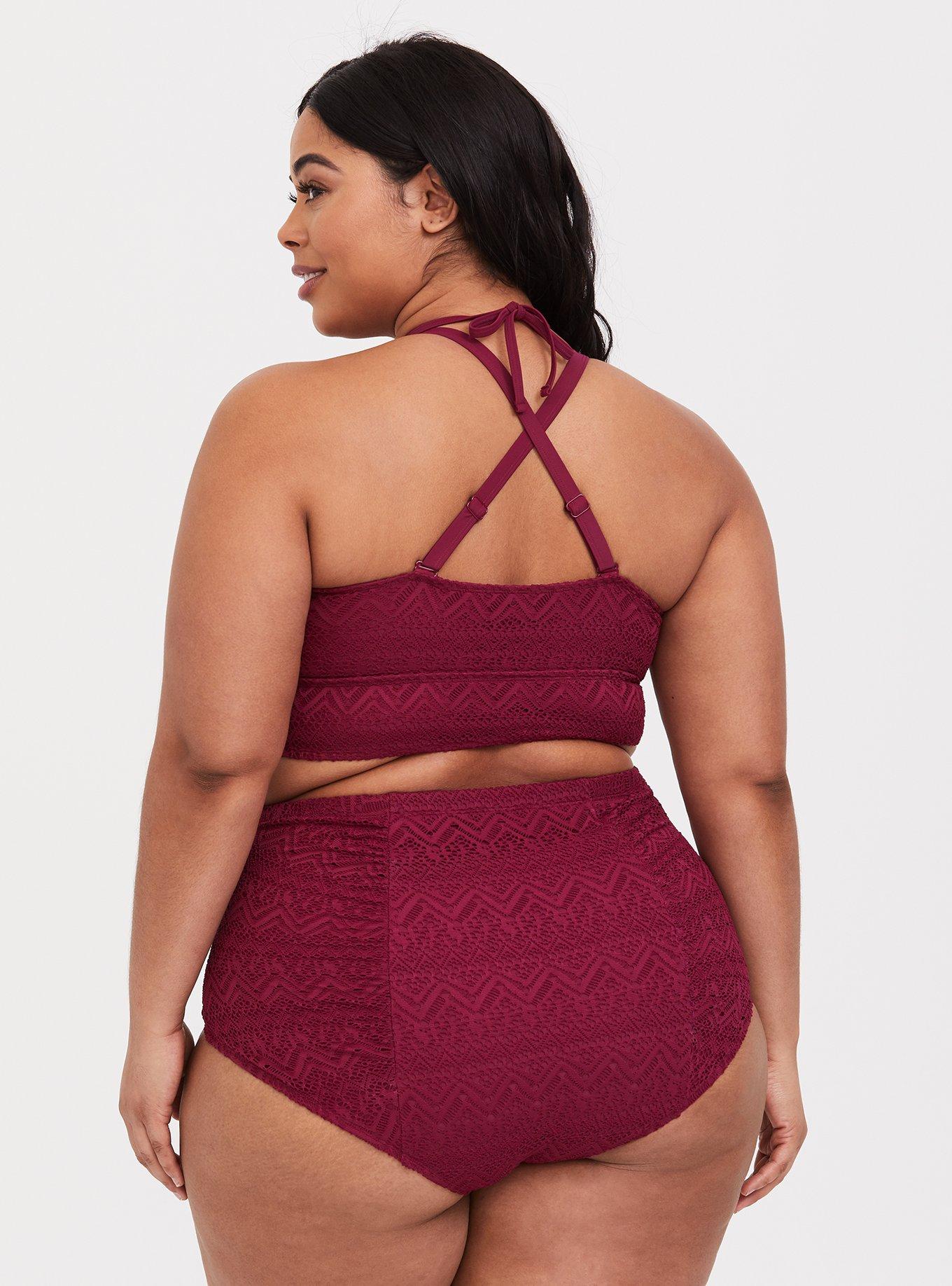 Plus Size - Wireless High Neck Crochet Bikini Top - Torrid